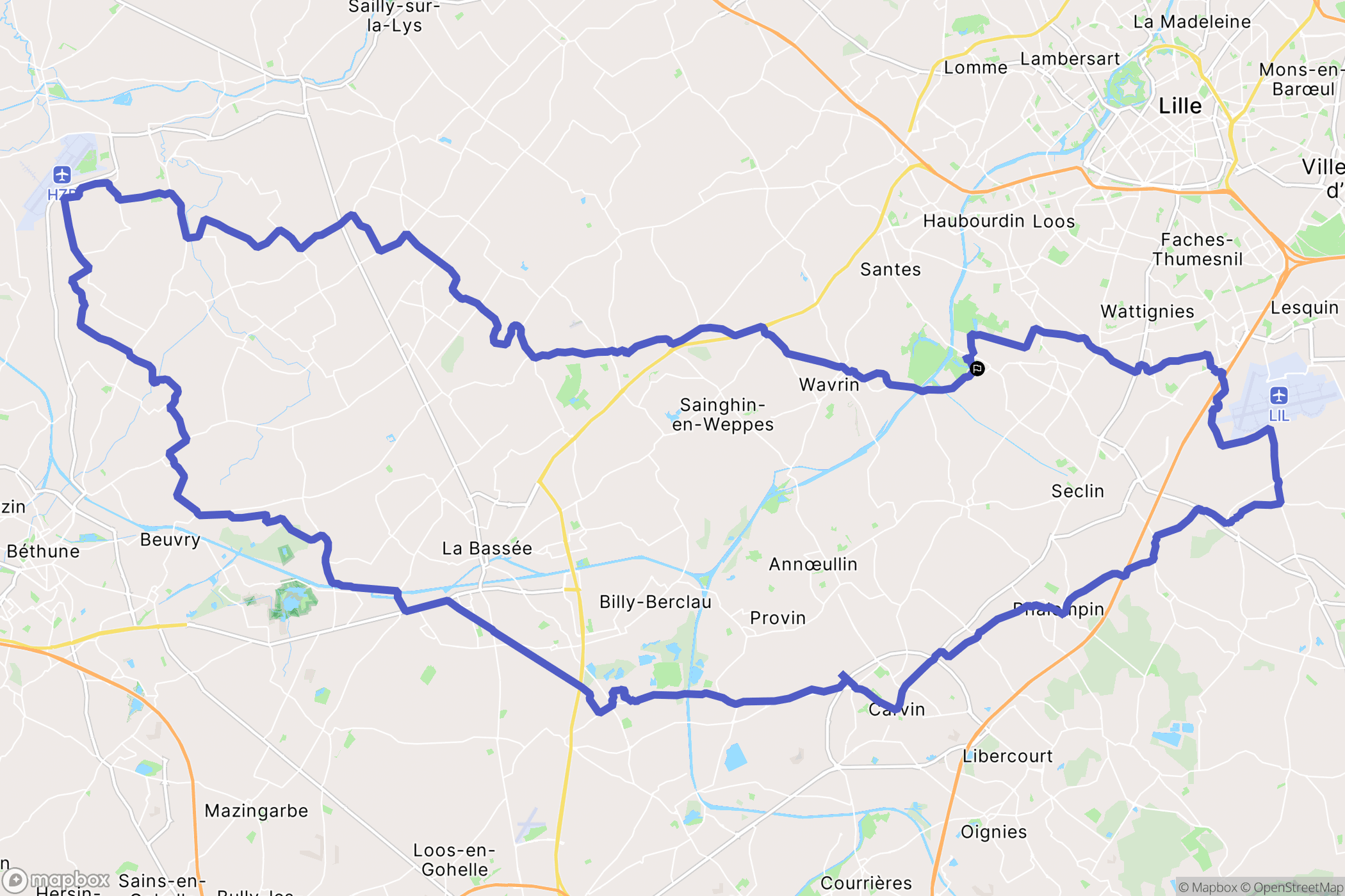 Houplin-Ancoisne : carte du parcours de randonnée - France