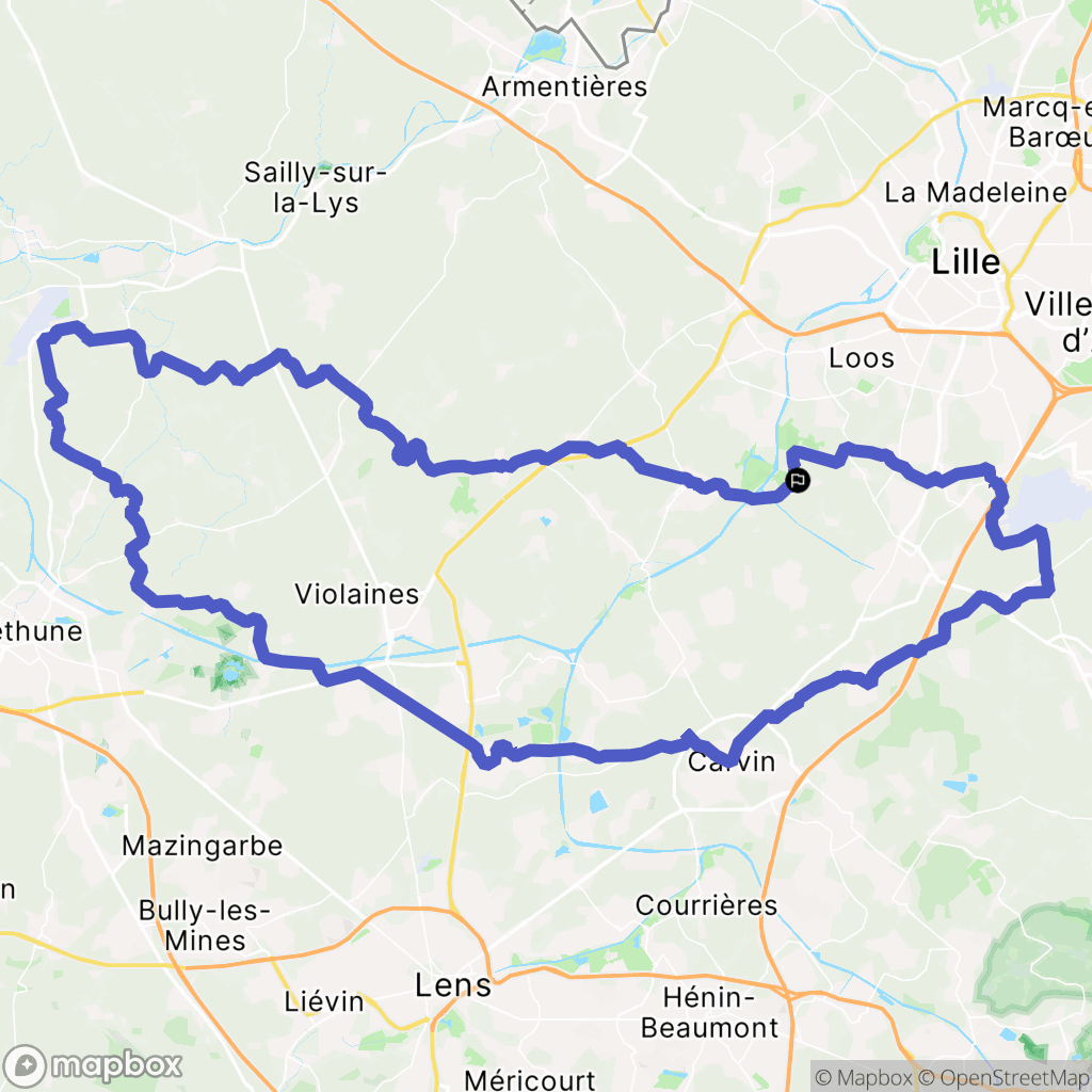 Houplin-Ancoisne : carte du parcours de randonnée - France