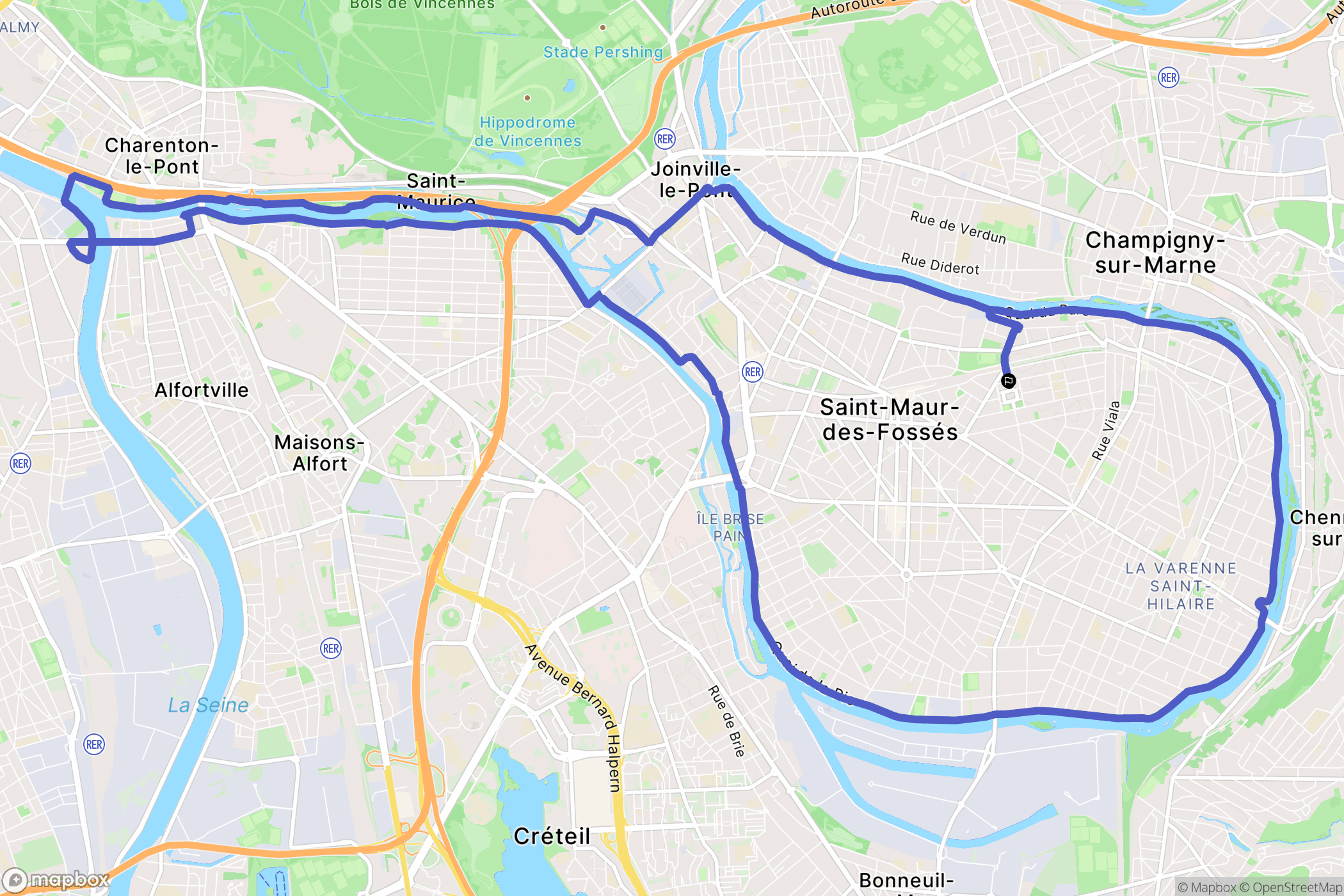 Saint-Maur-des-Fossés : carte du parcours de randonnée - France
