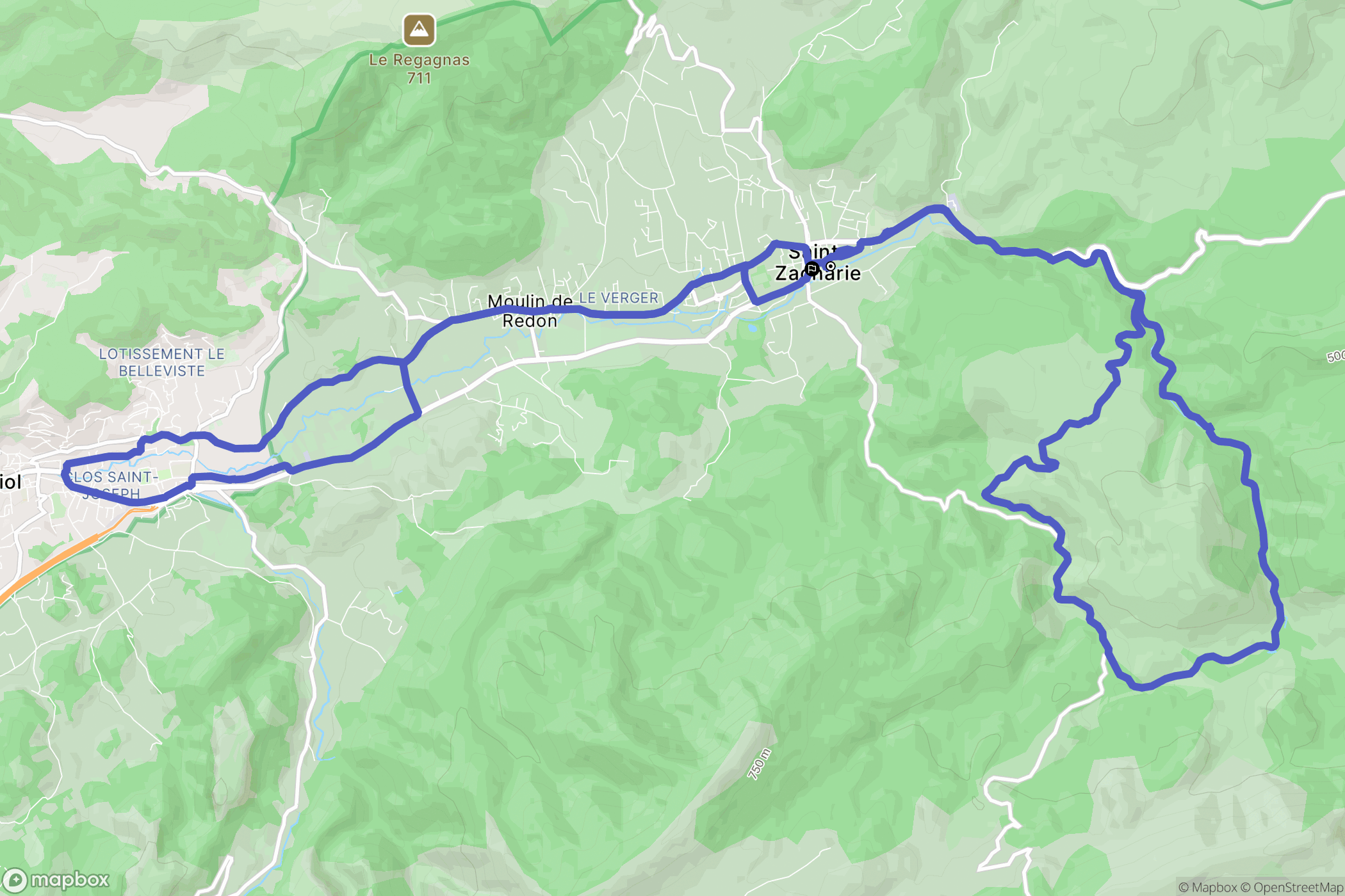 Saint-Zacharie : carte du parcours de randonnée - France