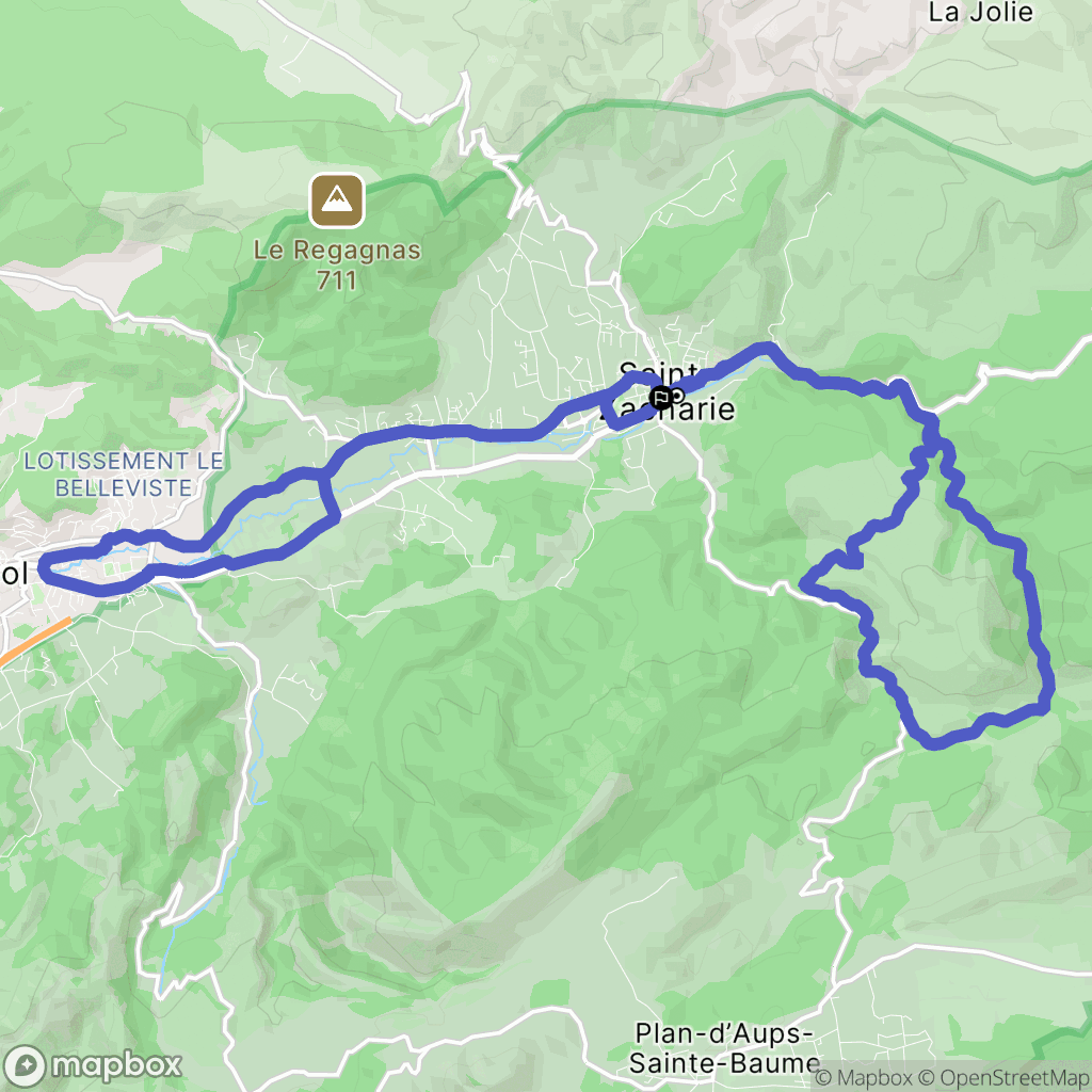 Saint-Zacharie : carte du parcours de randonnée - France