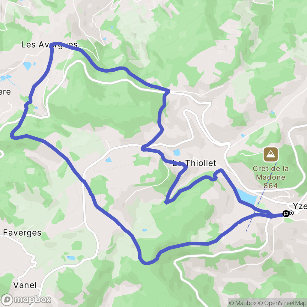 Yzeron : carte du parcours de randonnée - France