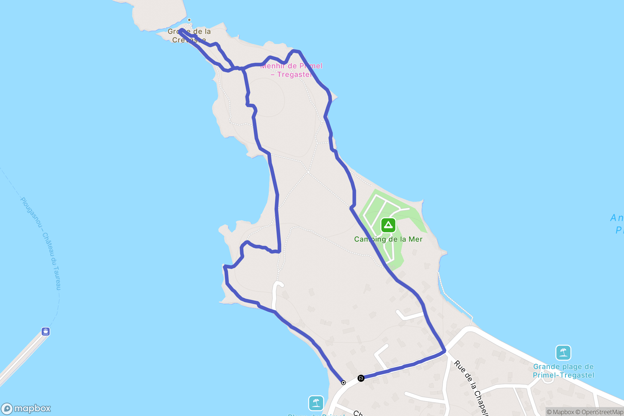 Plougasnou : carte du parcours de randonnée - France