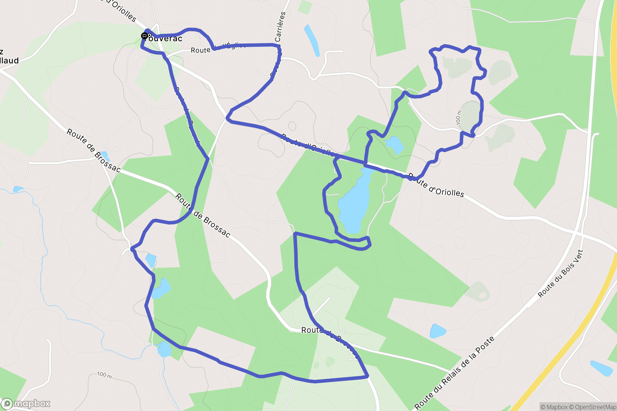 Touvérac : carte du parcours de randonnée - France