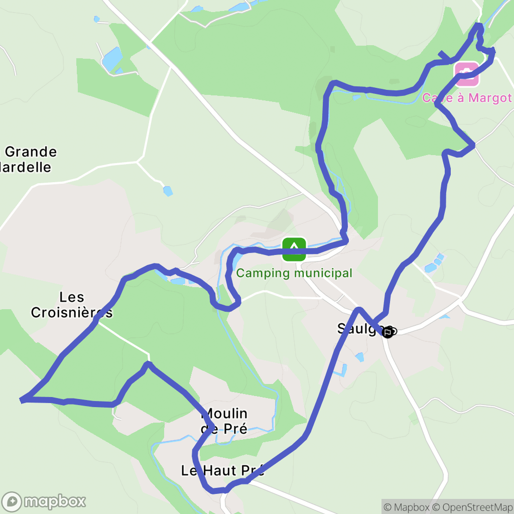 Saulges : carte du parcours de randonnée - France