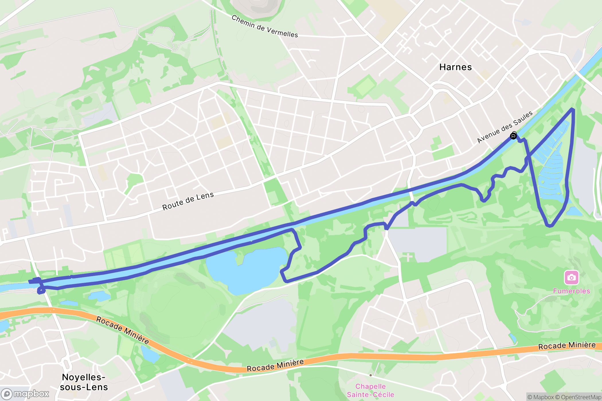 Harnes : carte du parcours de randonnée - France