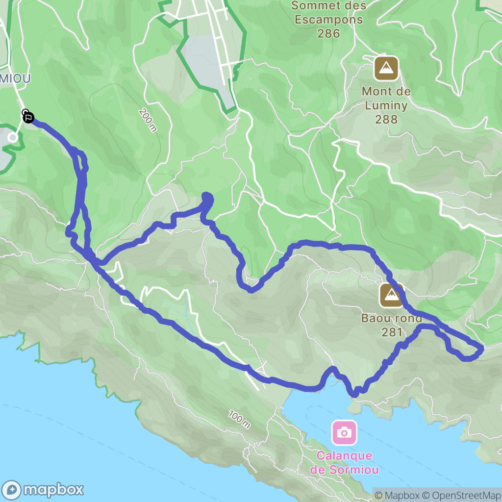 Marseille : carte du parcours de randonnée - France
