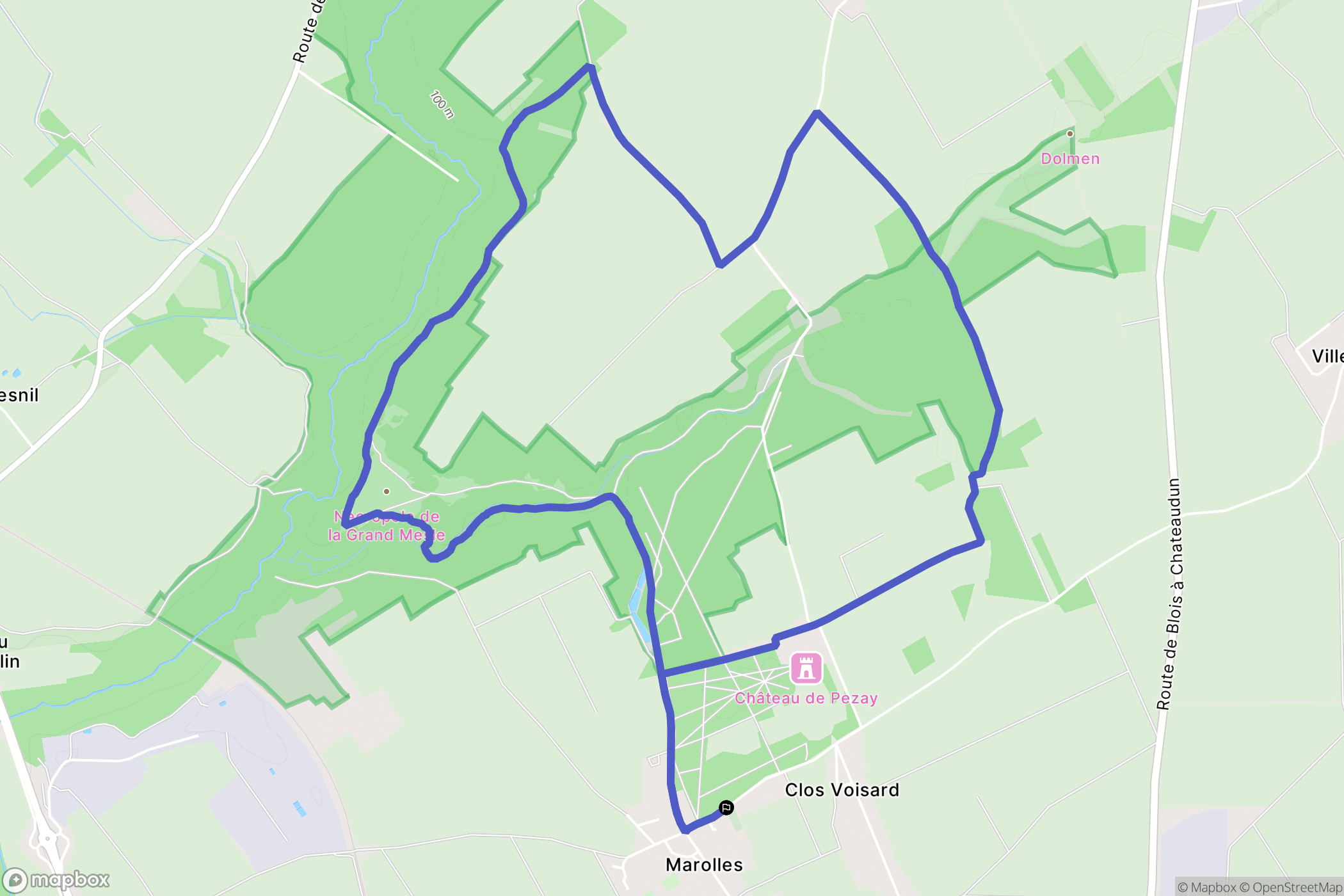 Marolles : carte du parcours de randonnée - France