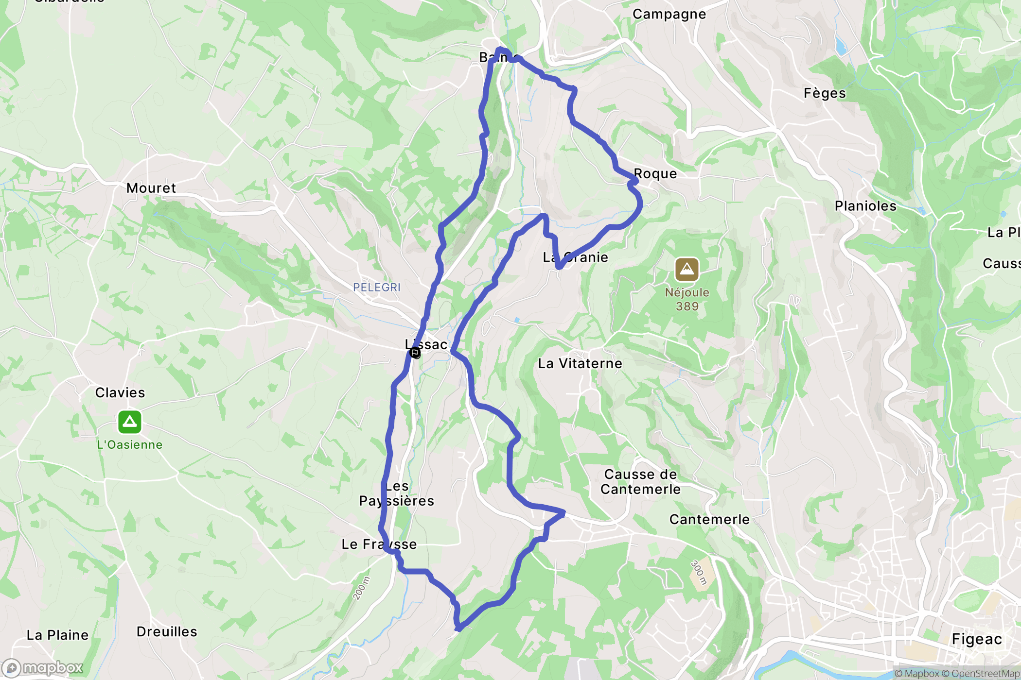 Lissac-et-Mouret : carte du parcours de randonnée - France