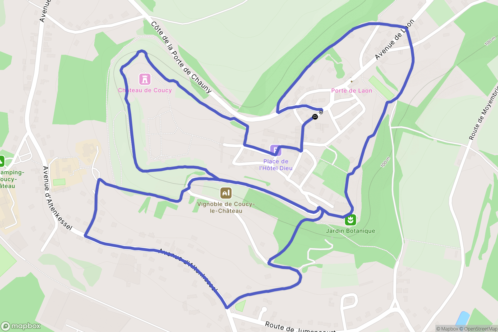 Coucy-le-Château-Auffrique : carte du parcours de randonnée - France