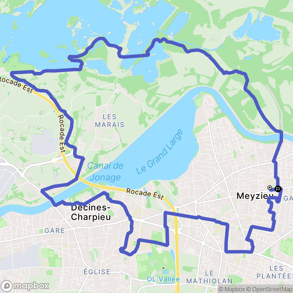 Meyzieu : carte du parcours de randonnée - France