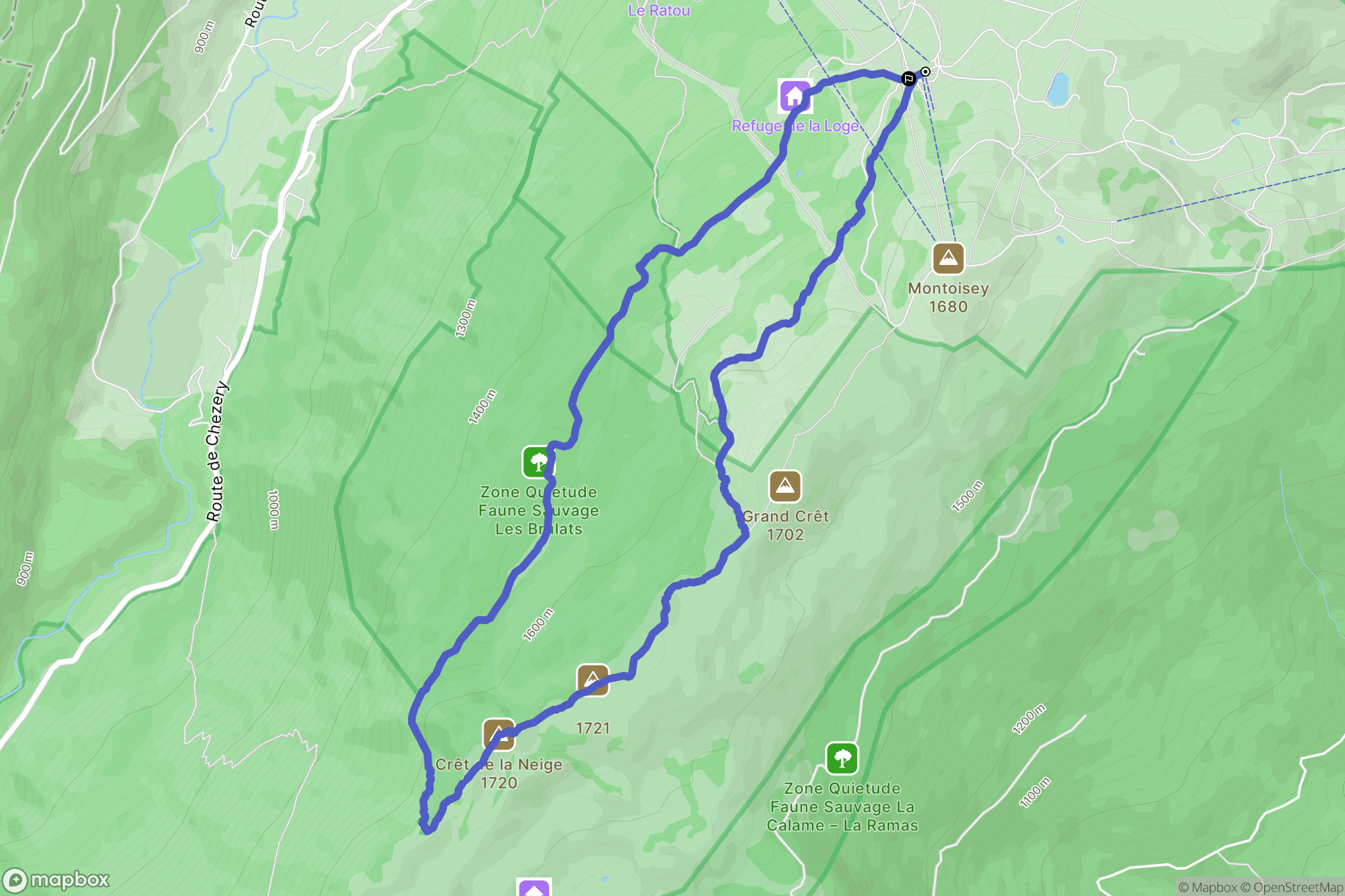 Lélex : carte du parcours de randonnée - France