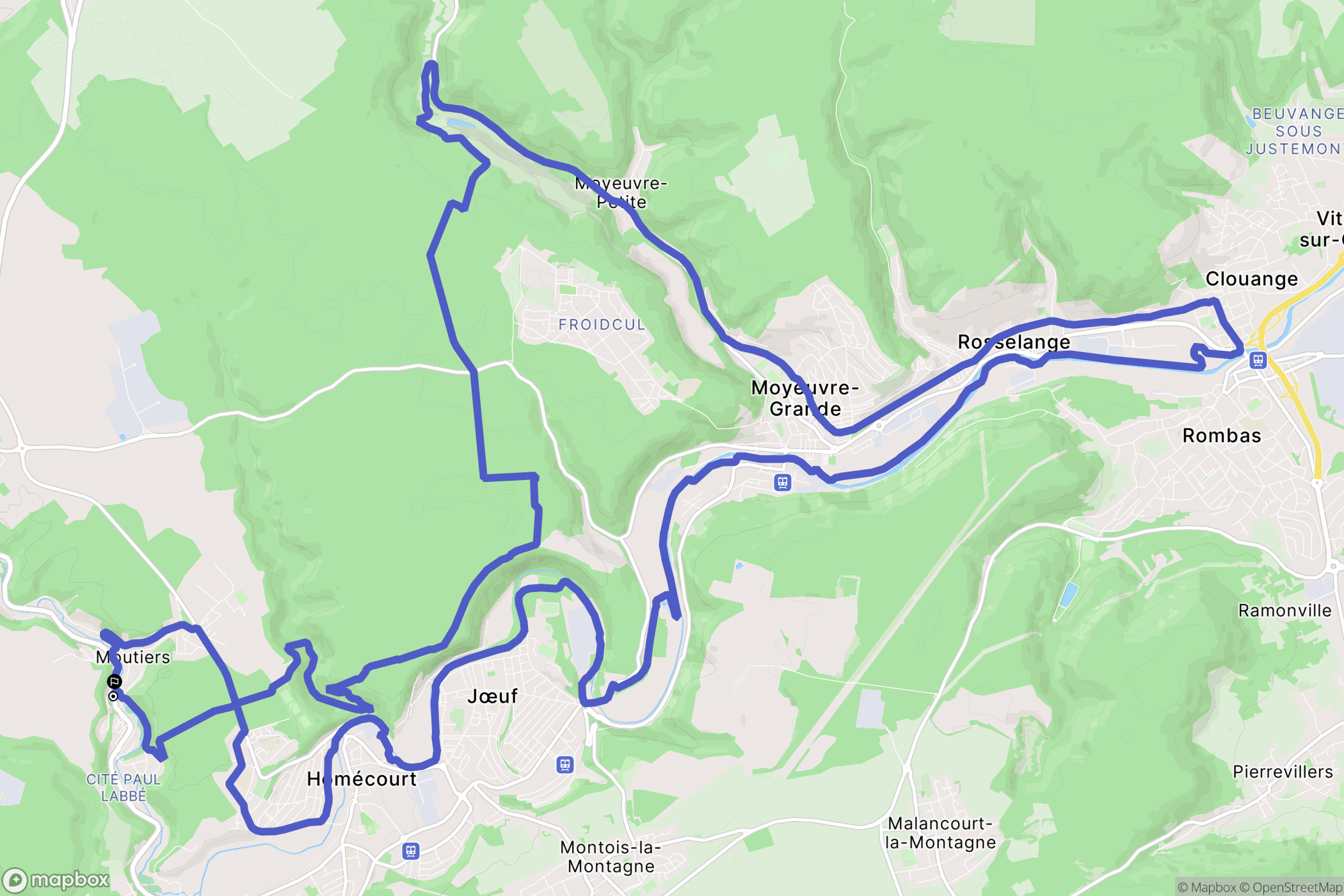 Moutiers : carte du parcours de randonnée - France