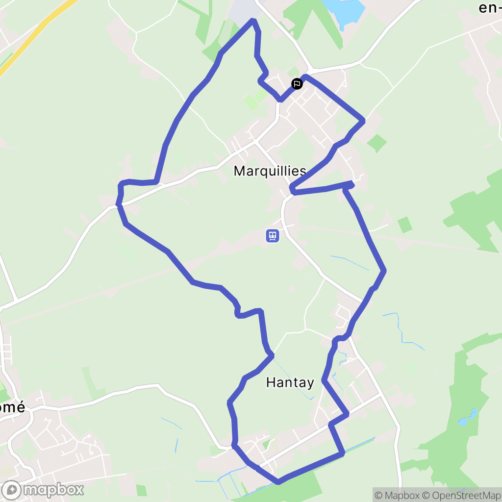 Marquillies : carte du parcours de randonnée - France