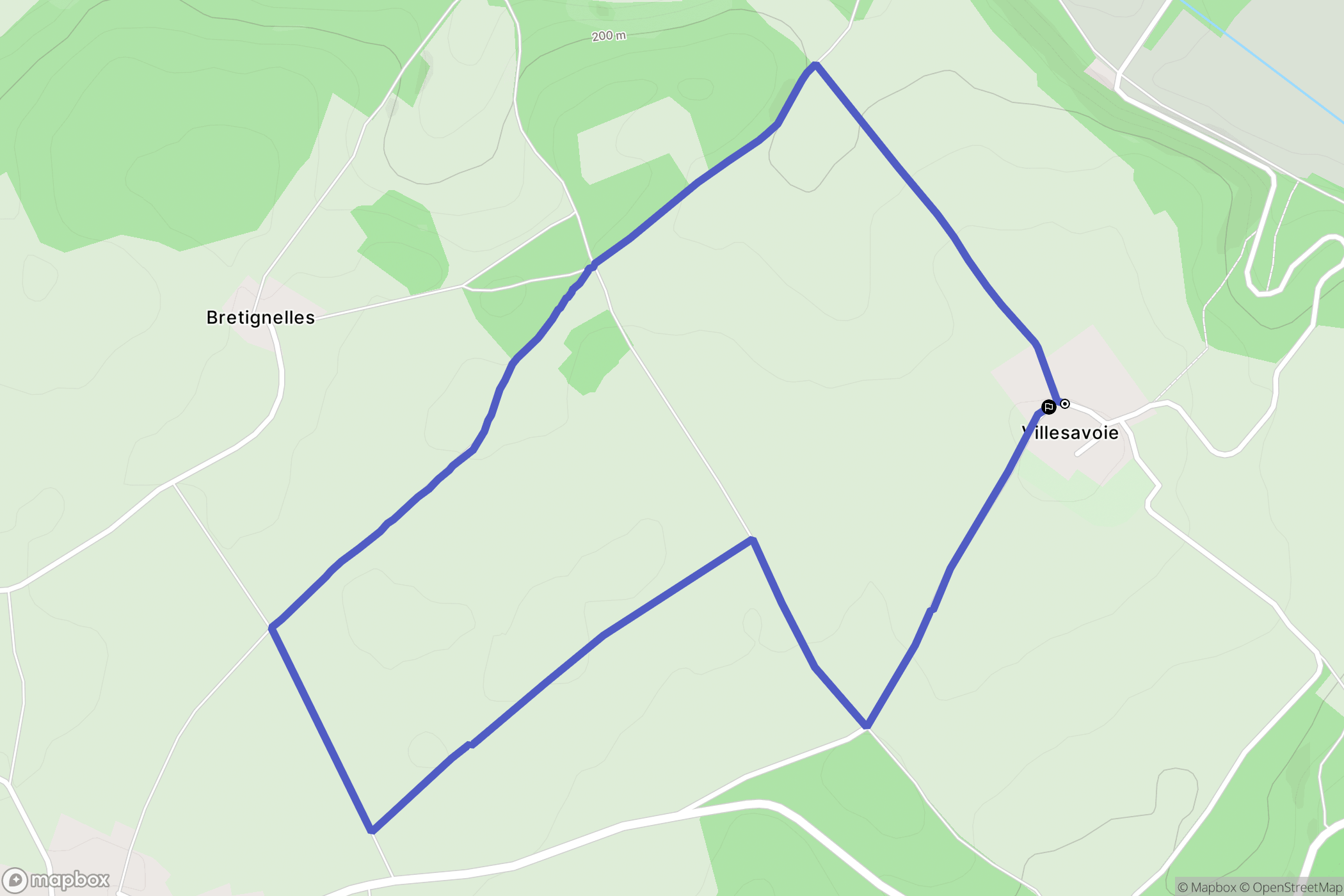 Andryes : carte du parcours de randonnée - France