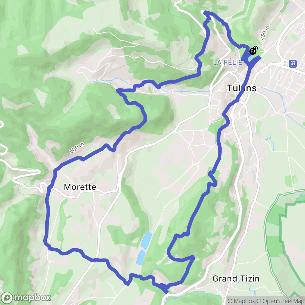 Tullins : carte du parcours de randonnée - France