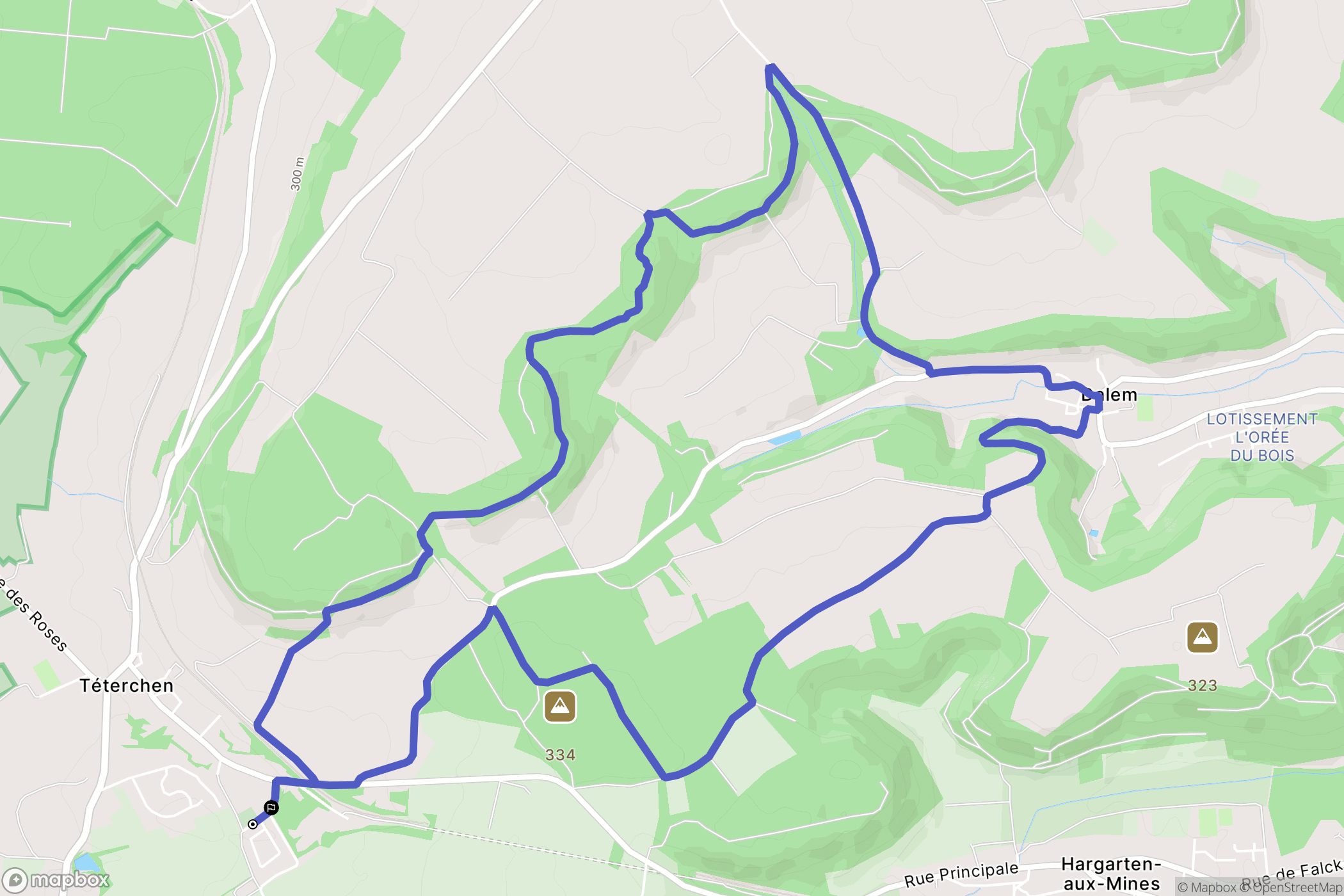 Téterchen : carte du parcours de randonnée - France