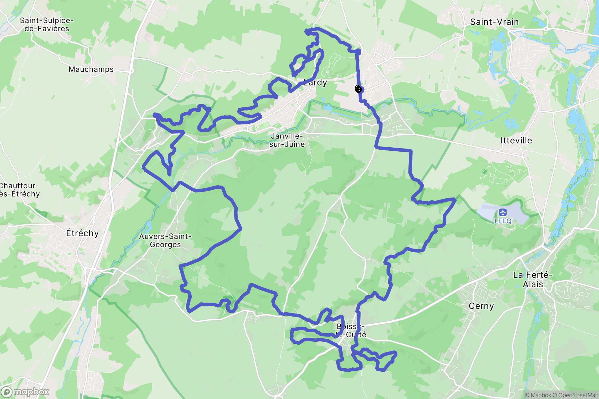 Lardy : carte du parcours de randonnée - France