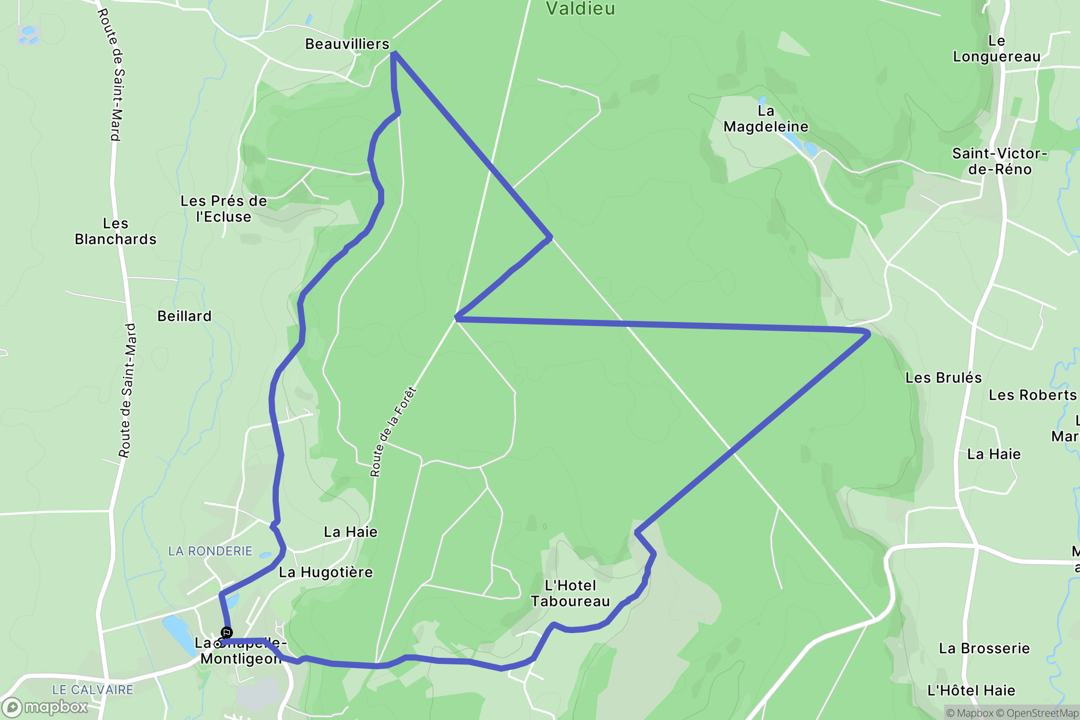 La Chapelle-Montligeon : carte du parcours de randonnée - France