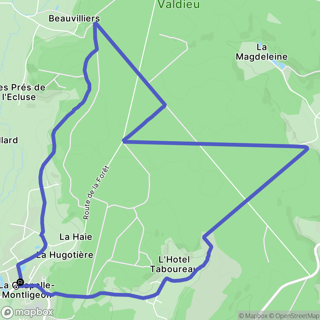 La Chapelle-Montligeon : carte du parcours de randonnée - France