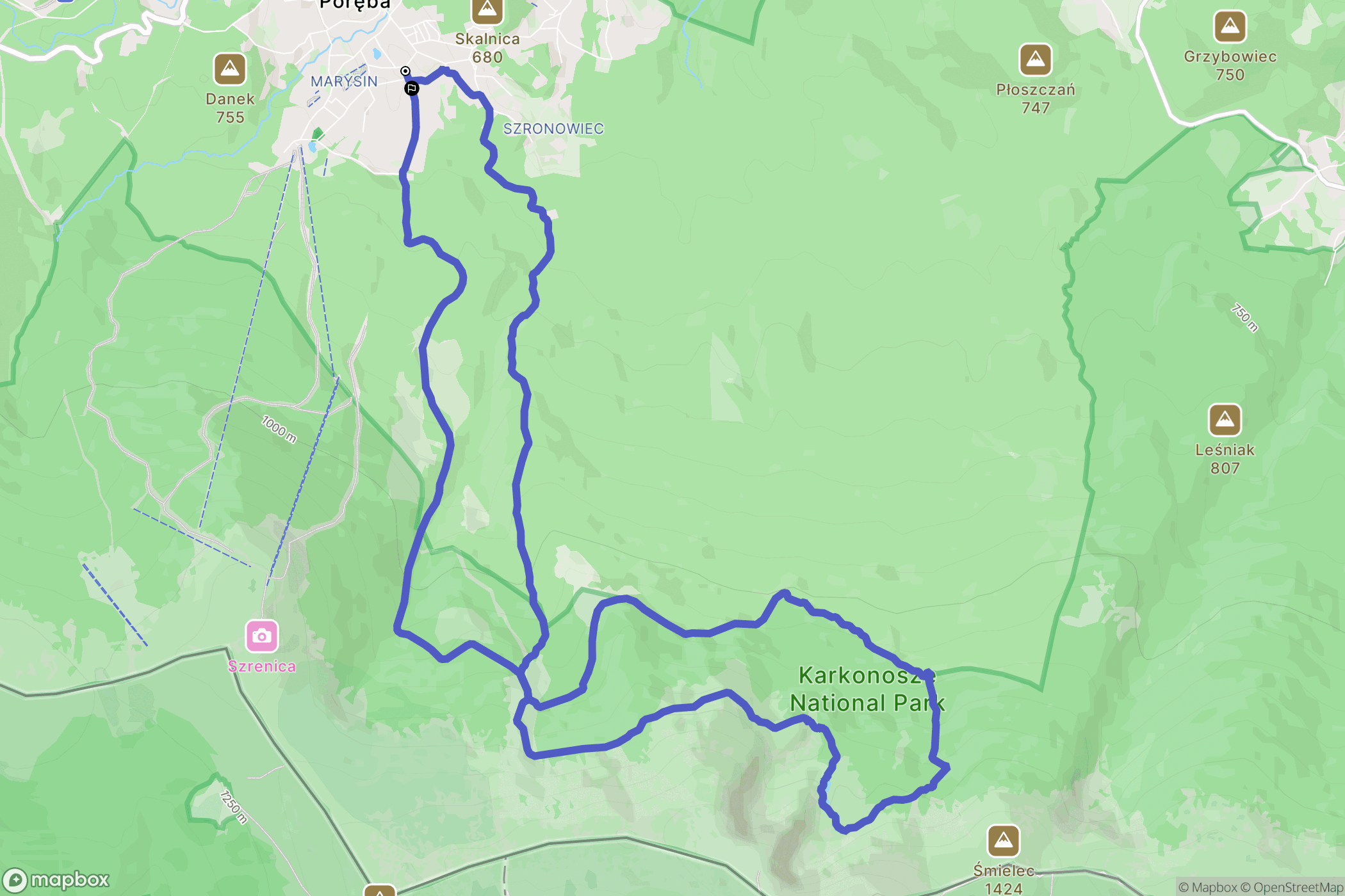 Szklarska Poręba: mapa trasy - Poland
