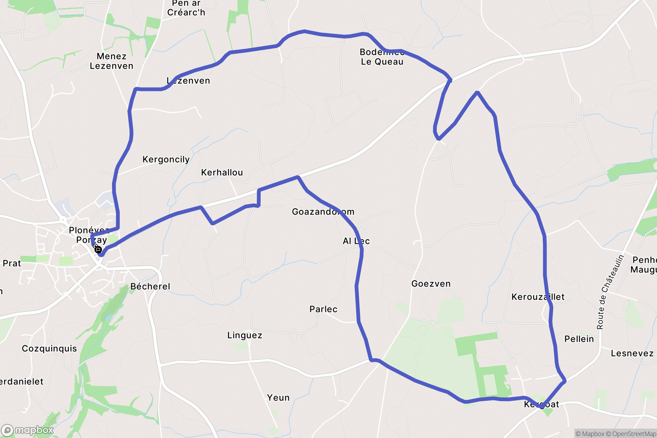 Plonévez-Porzay : carte du parcours de randonnée - France