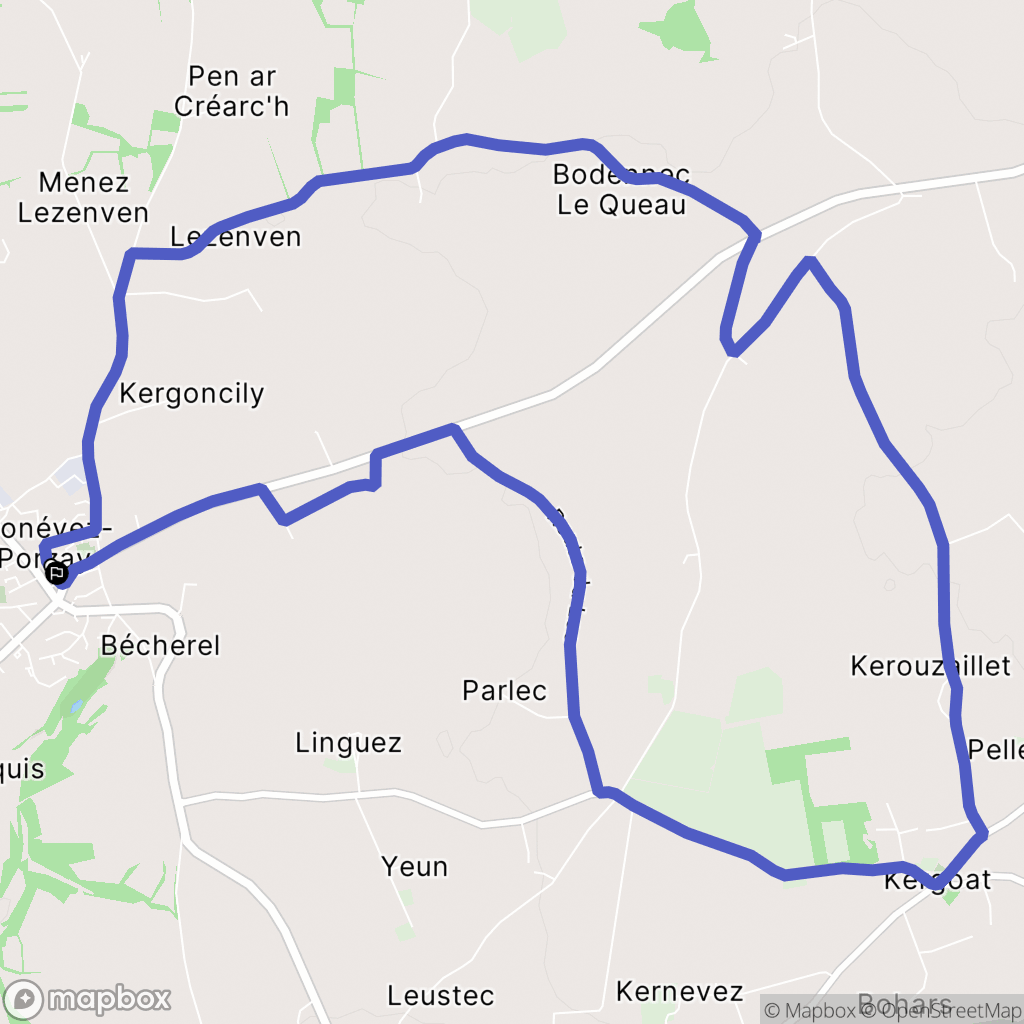 Plonévez-Porzay : carte du parcours de randonnée - France