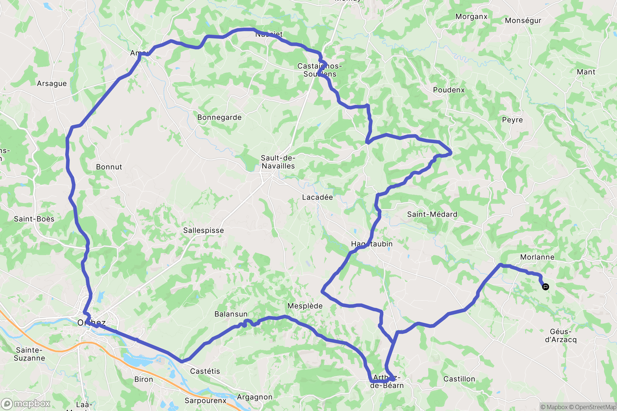 Morlanne : carte du parcours de randonnée - France