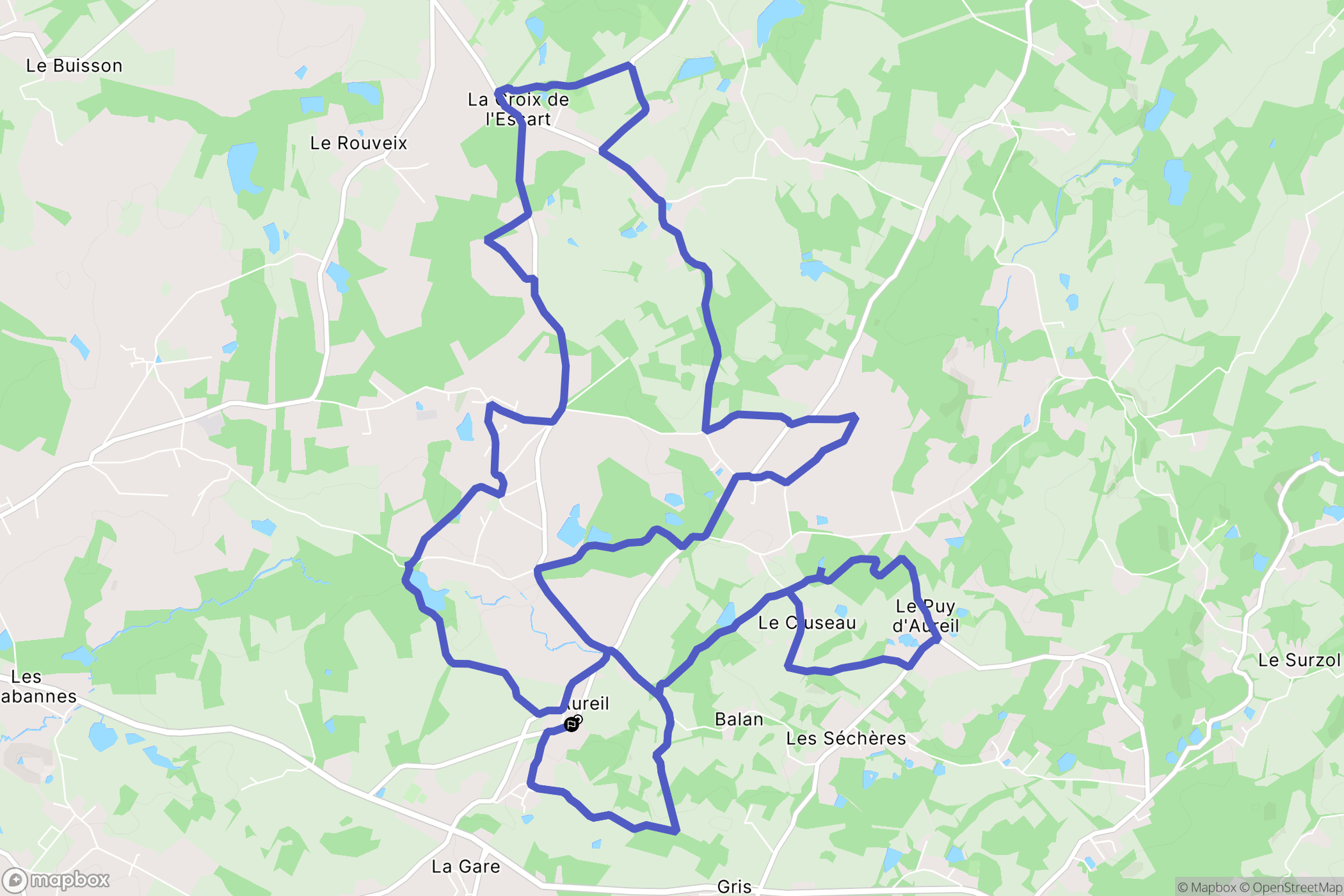 Aureil : carte du parcours de randonnée - France