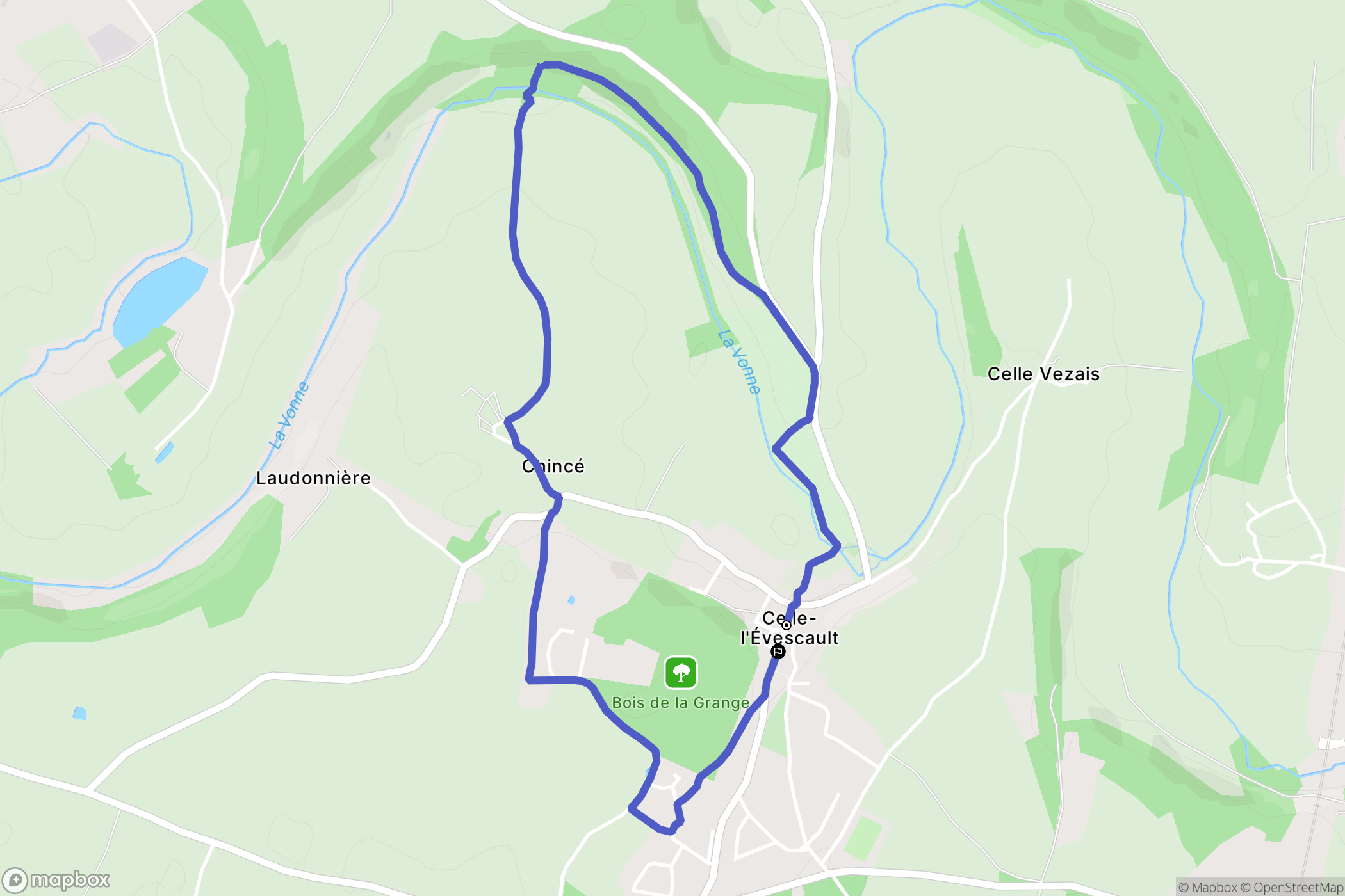 Celle-Lévescault : carte du parcours de randonnée - France