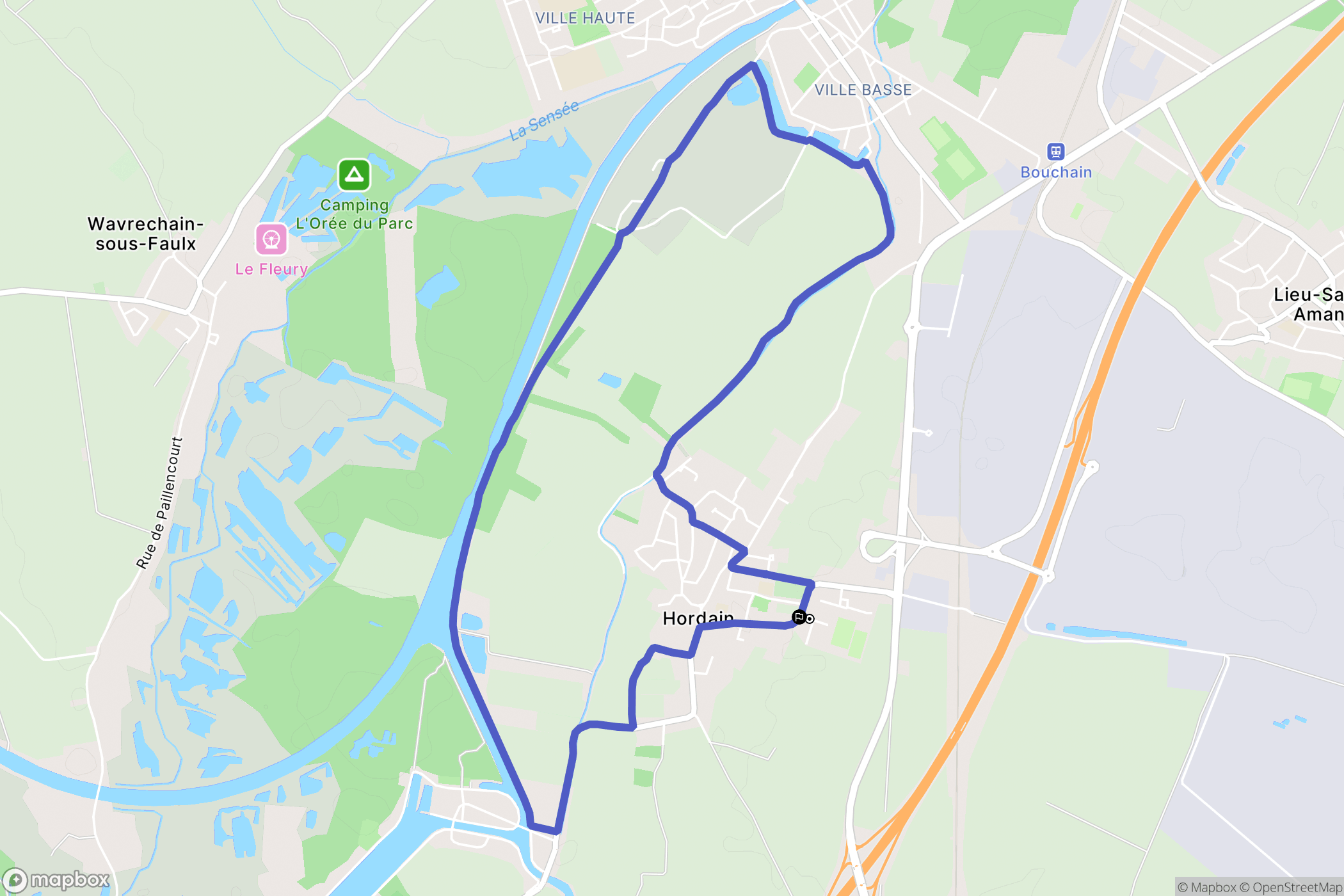 Hordain : carte du parcours de randonnée - France