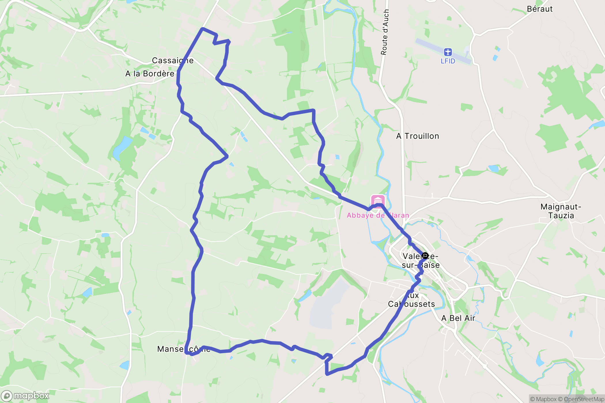 Valence-sur-Baïse : carte du parcours de randonnée - France