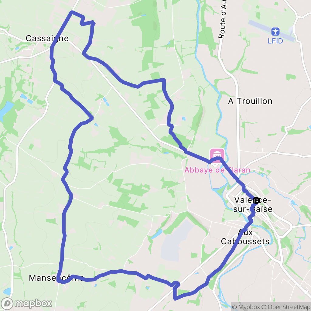 Valence-sur-Baïse : carte du parcours de randonnée - France