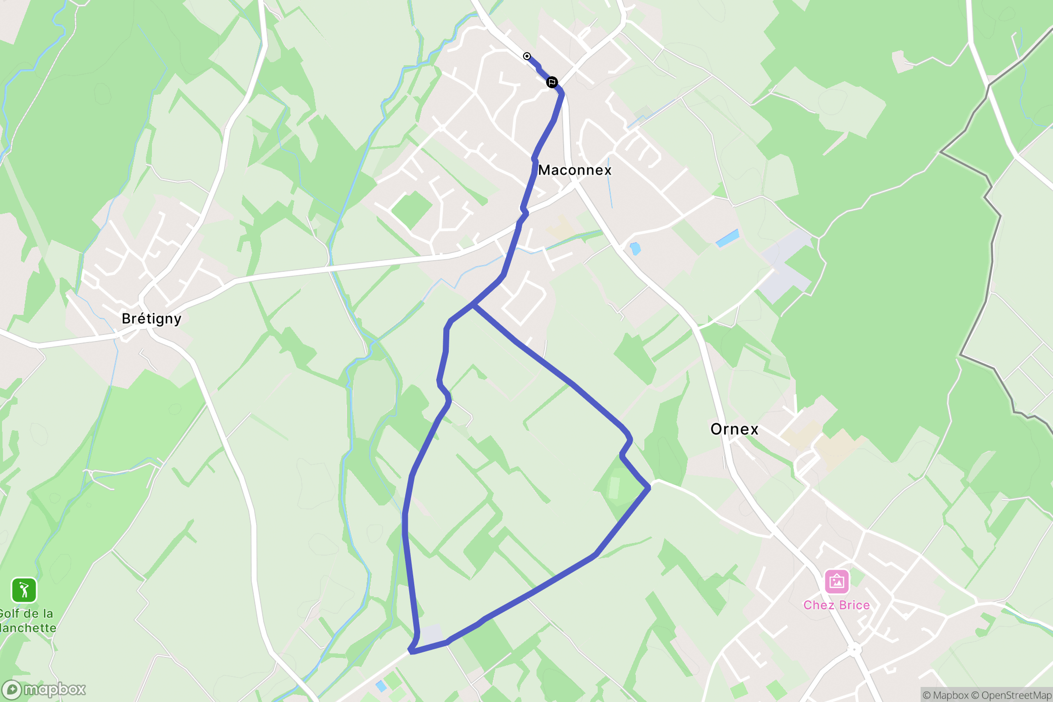 Ornex : carte du parcours de randonnée - France