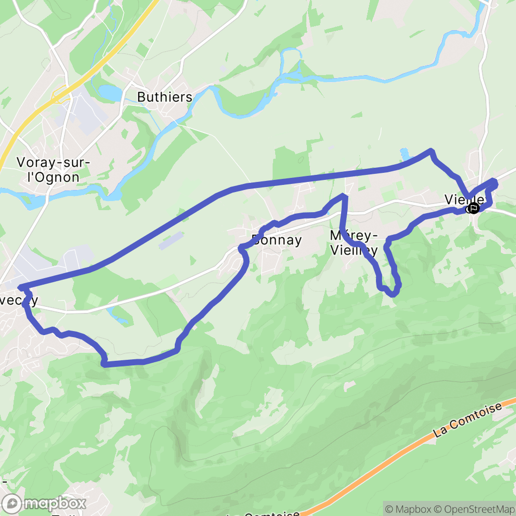 Vieilley : carte du parcours de randonnée - France
