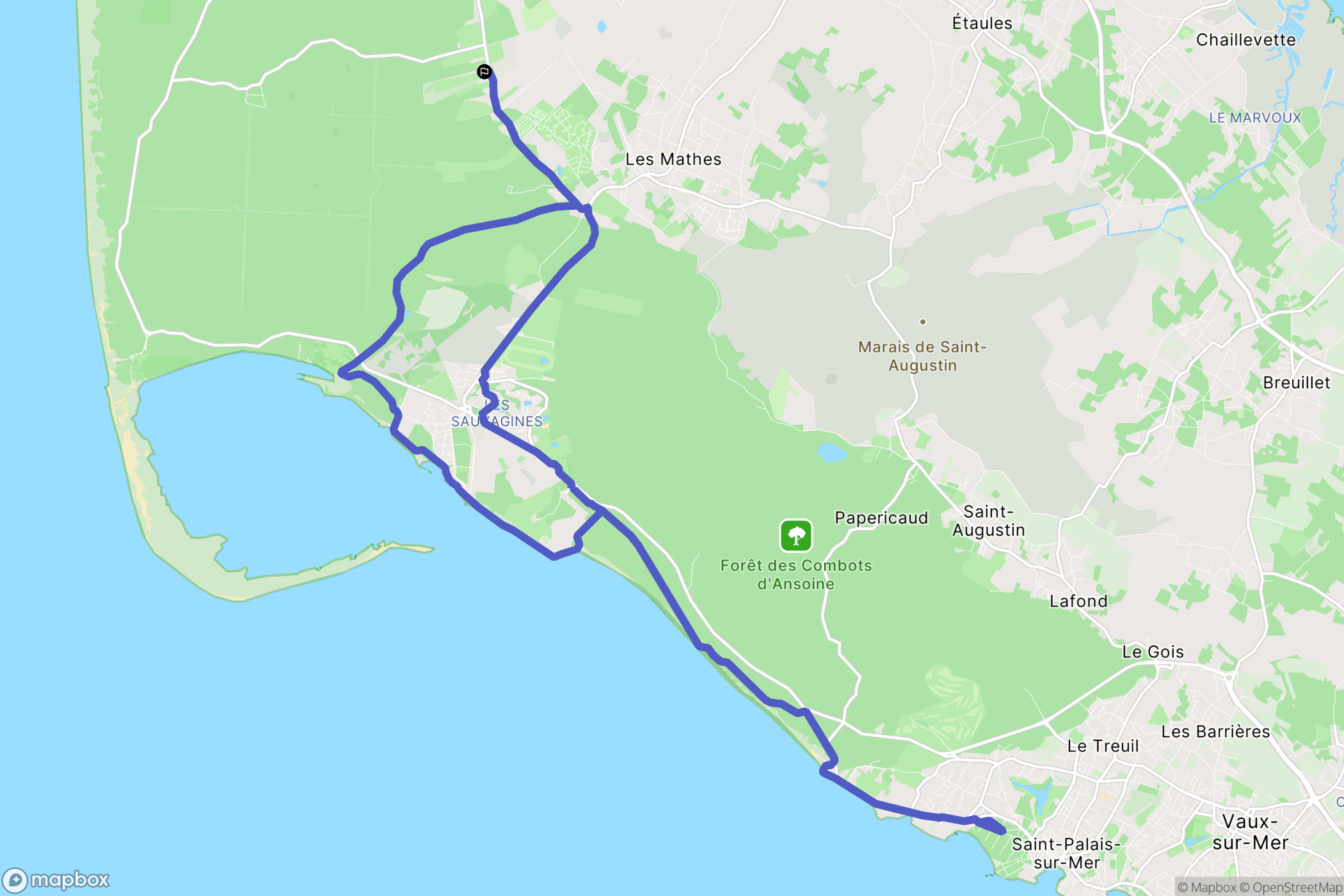 Les Mathes : carte du parcours de randonnée - France