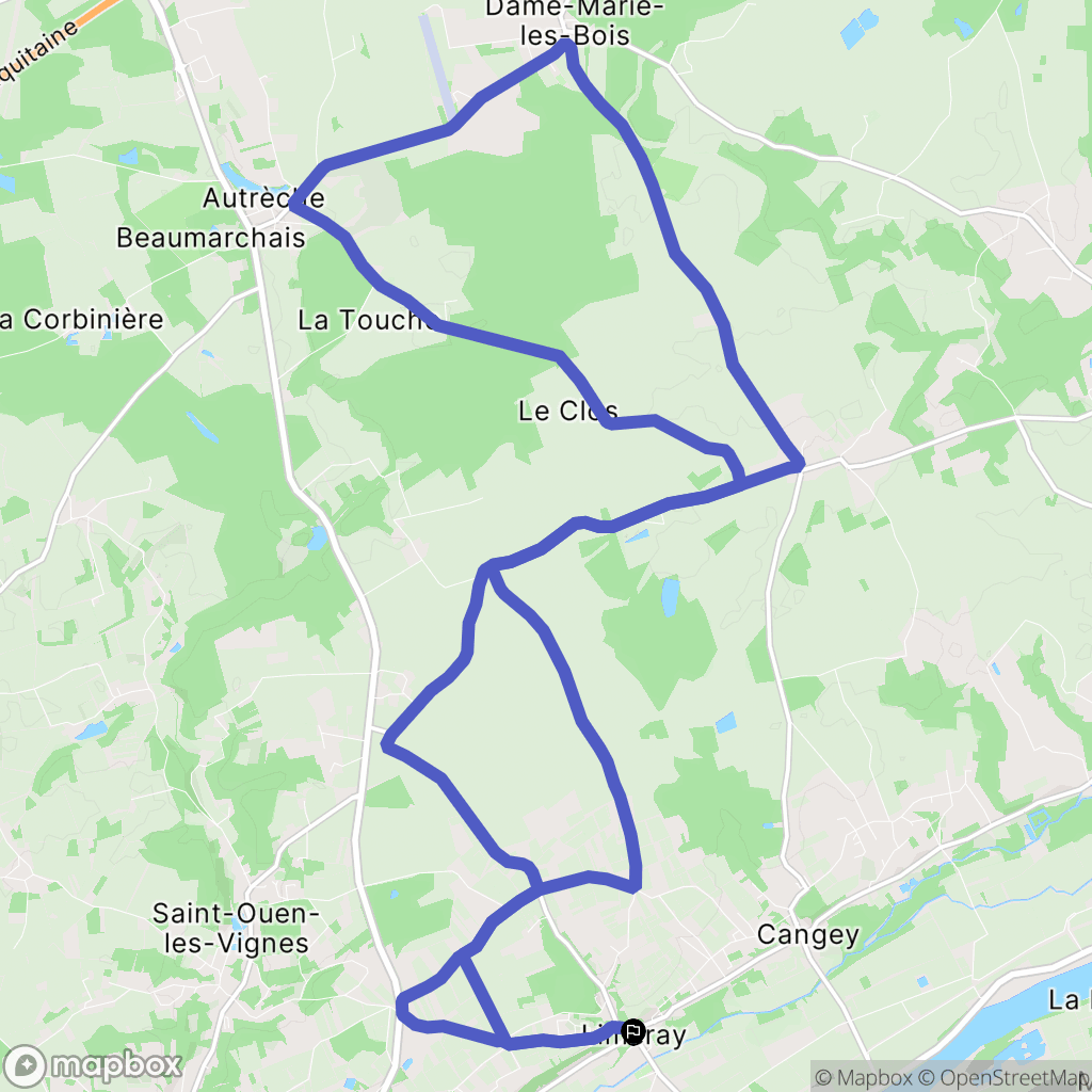 Limeray : carte du parcours de randonnée - France