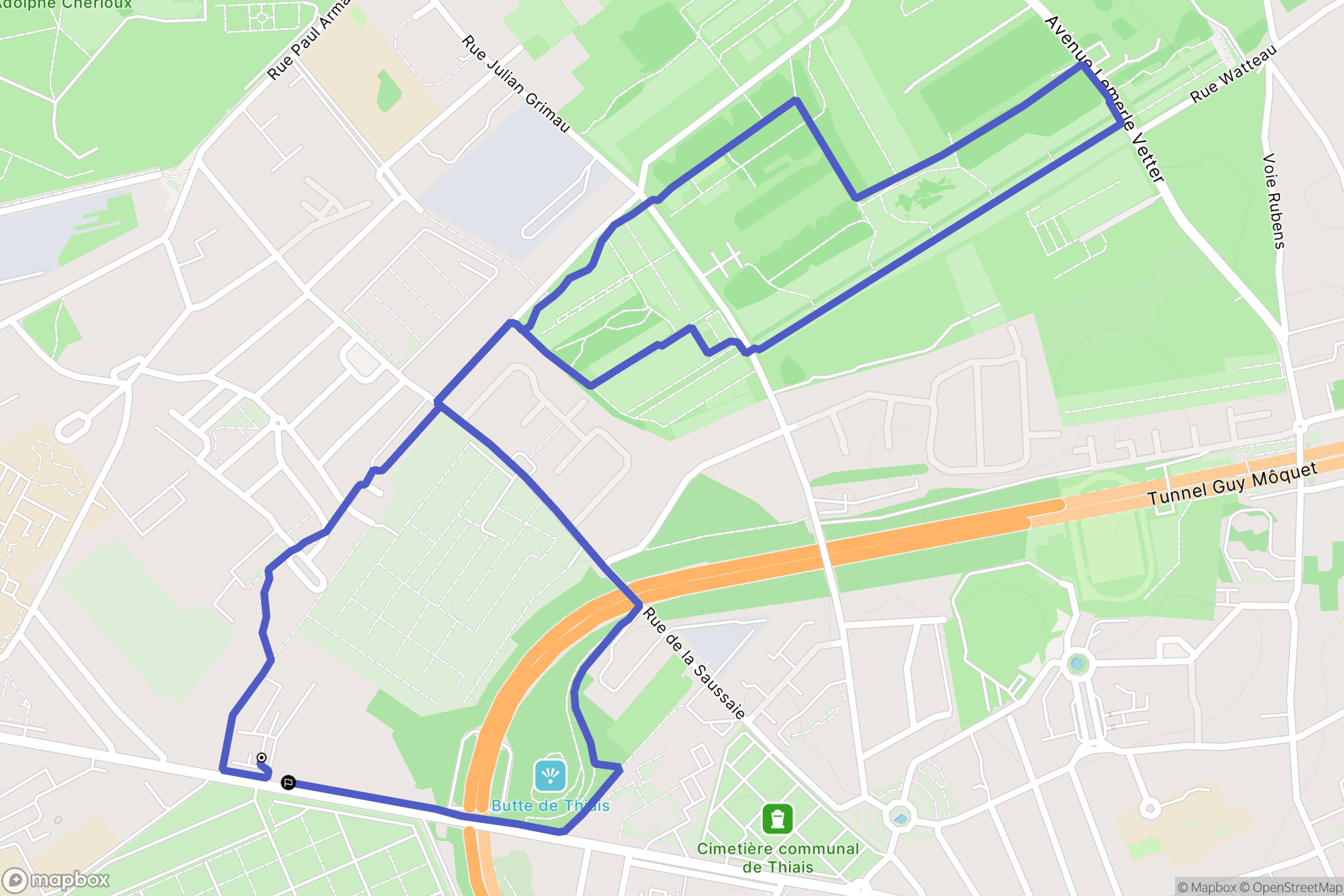 Thiais : carte du parcours de randonnée - France
