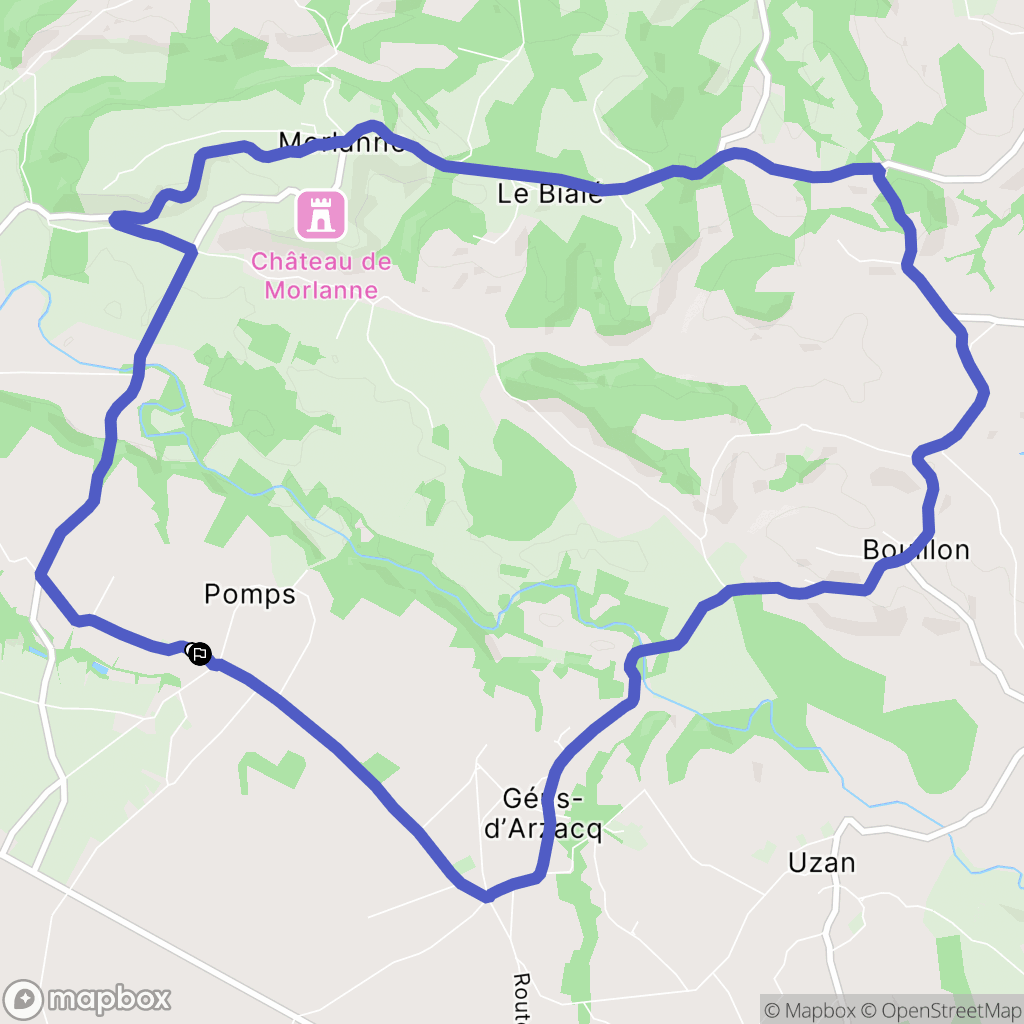 Pomps : carte du parcours de randonnée - France