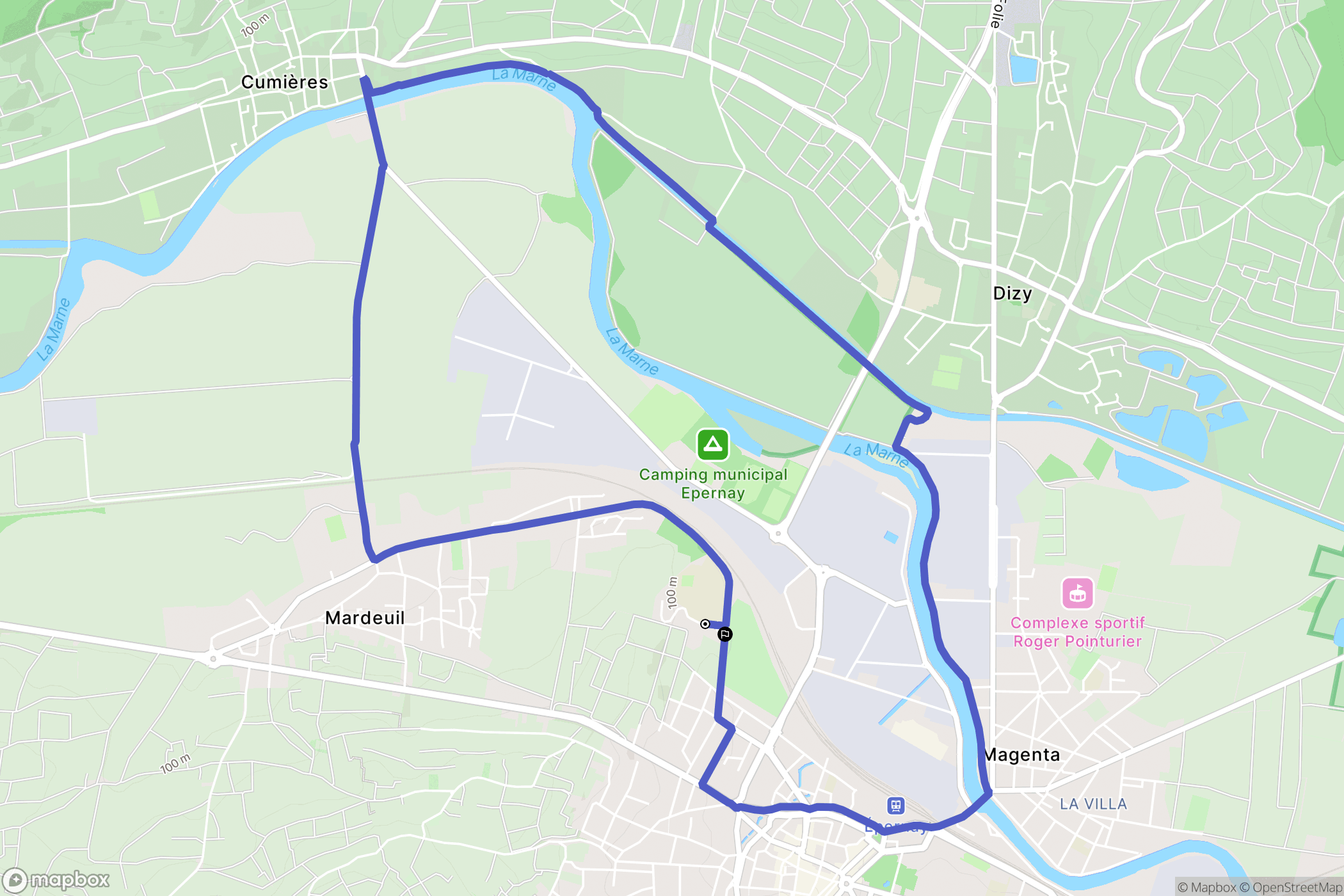 Épernay : carte du parcours de randonnée - France