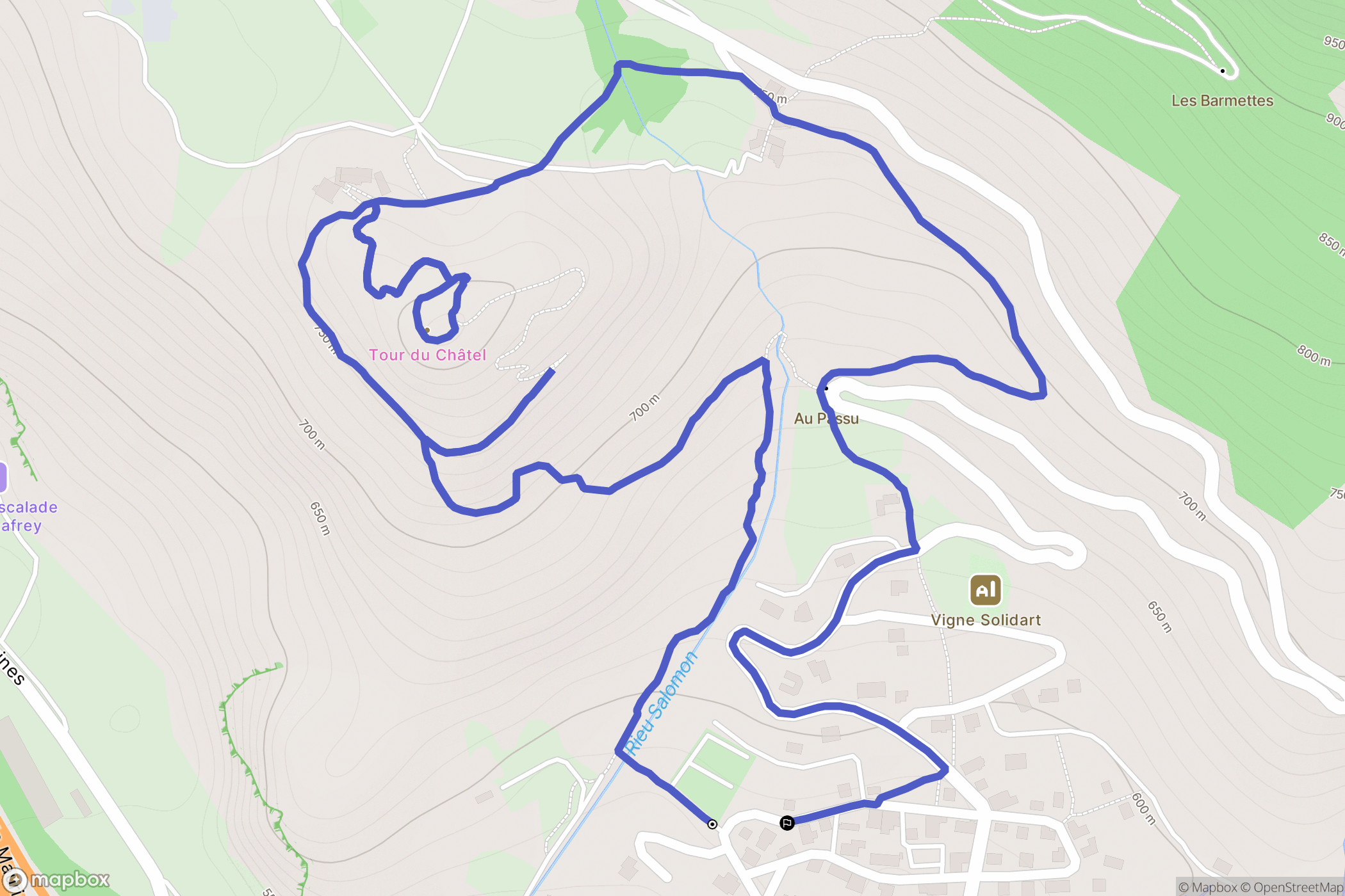 La Tour-en-Maurienne : carte du parcours de randonnée - France