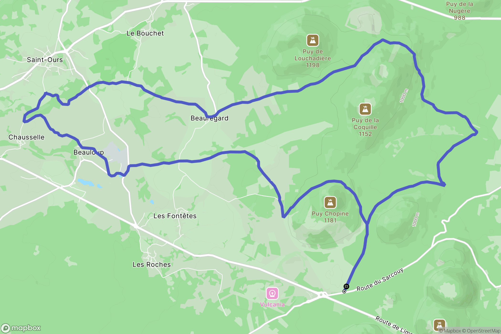 Orcines : carte du parcours de randonnée - France