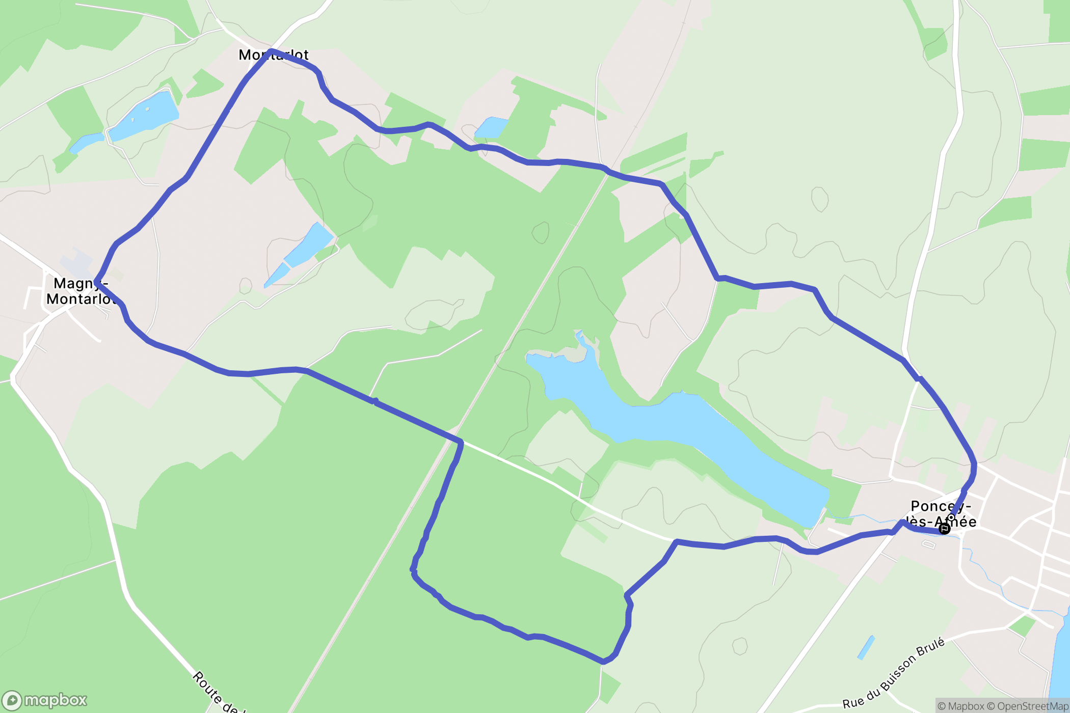 Poncey-lès-Athée : carte du parcours de randonnée - France