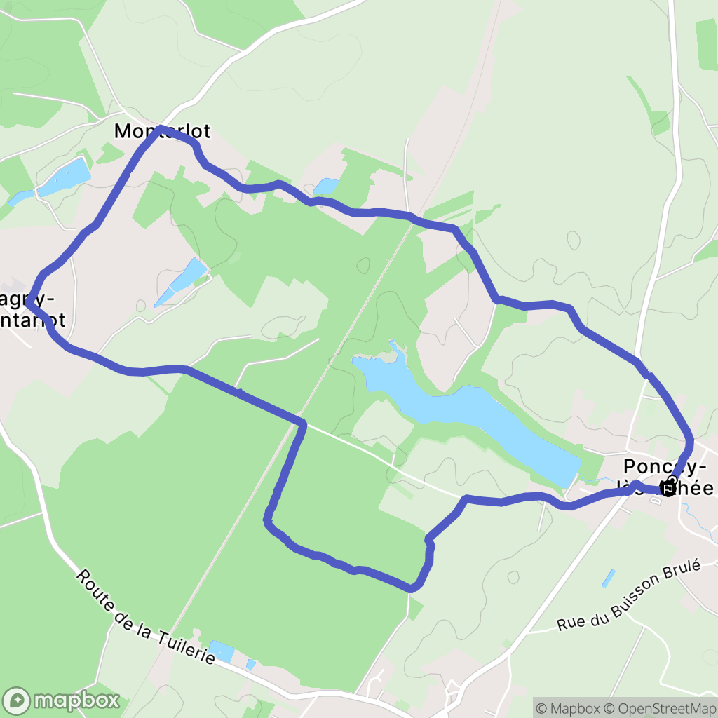 Poncey-lès-Athée : carte du parcours de randonnée - France