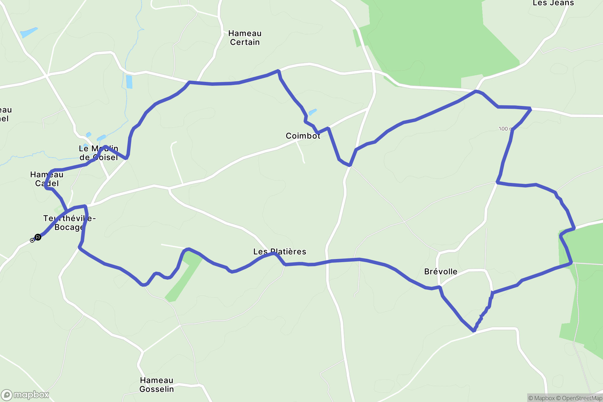 Teurthéville-Bocage : carte du parcours de randonnée - France