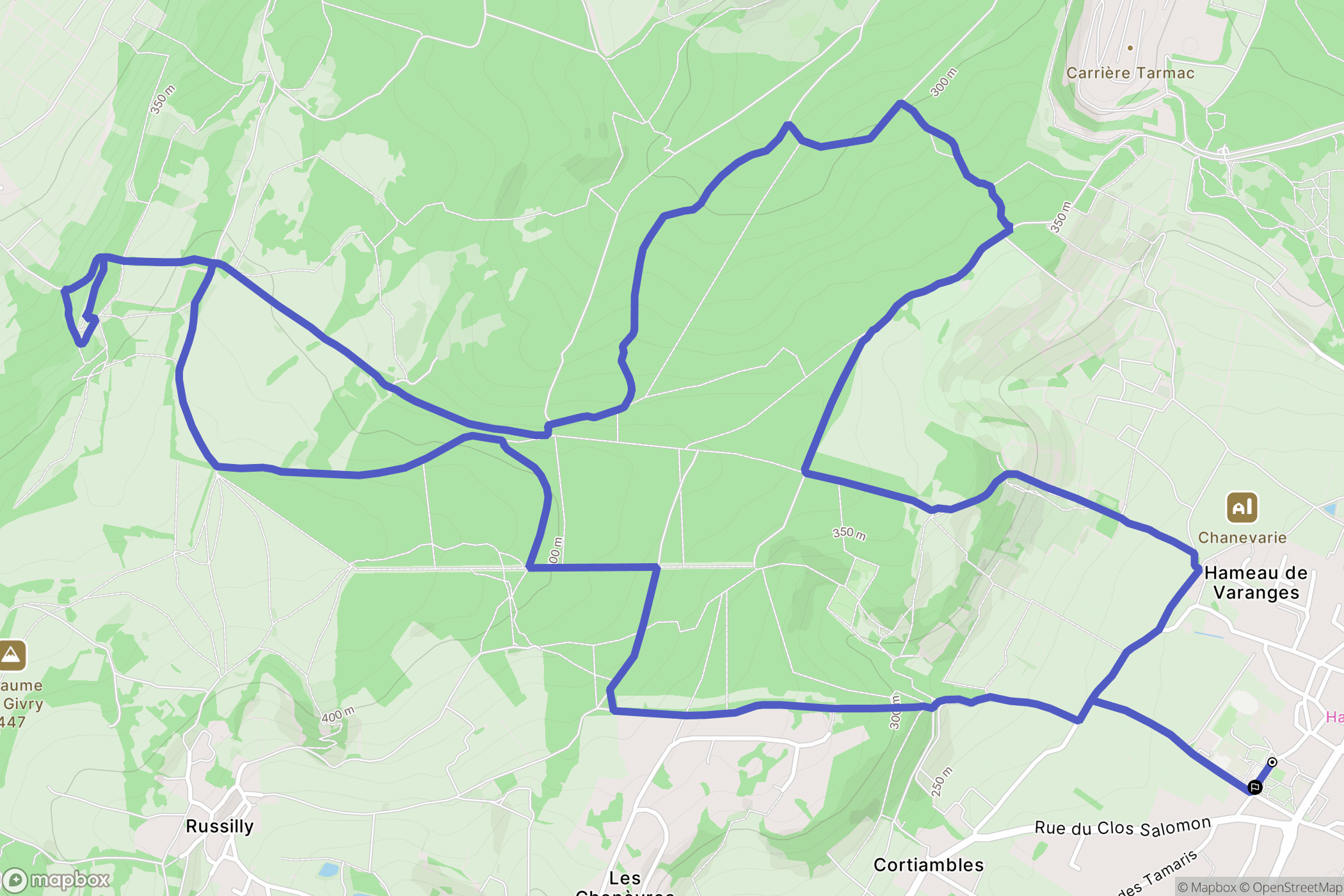 Givry : carte du parcours de randonnée - France