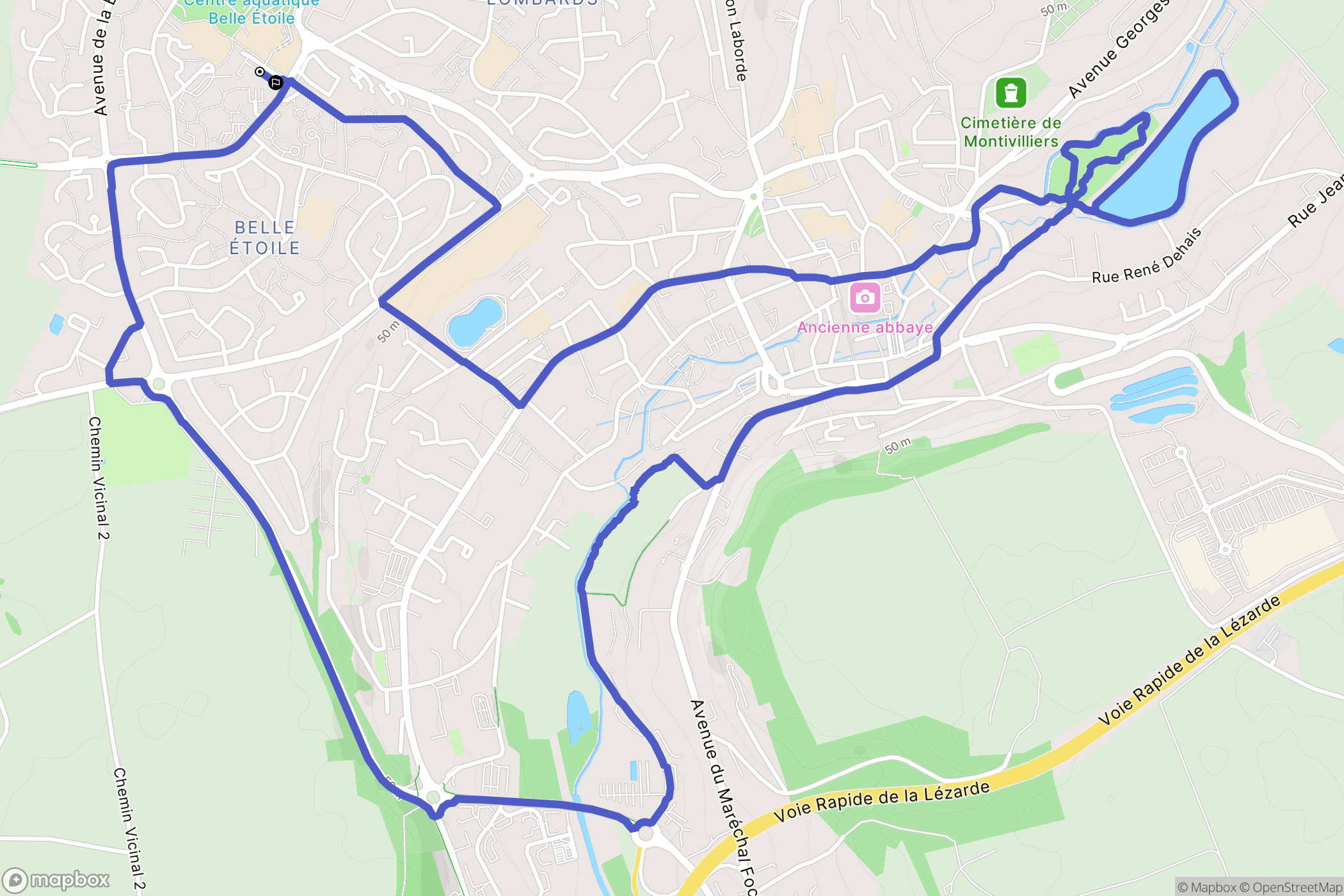 Montivilliers : carte du parcours de randonnée - France