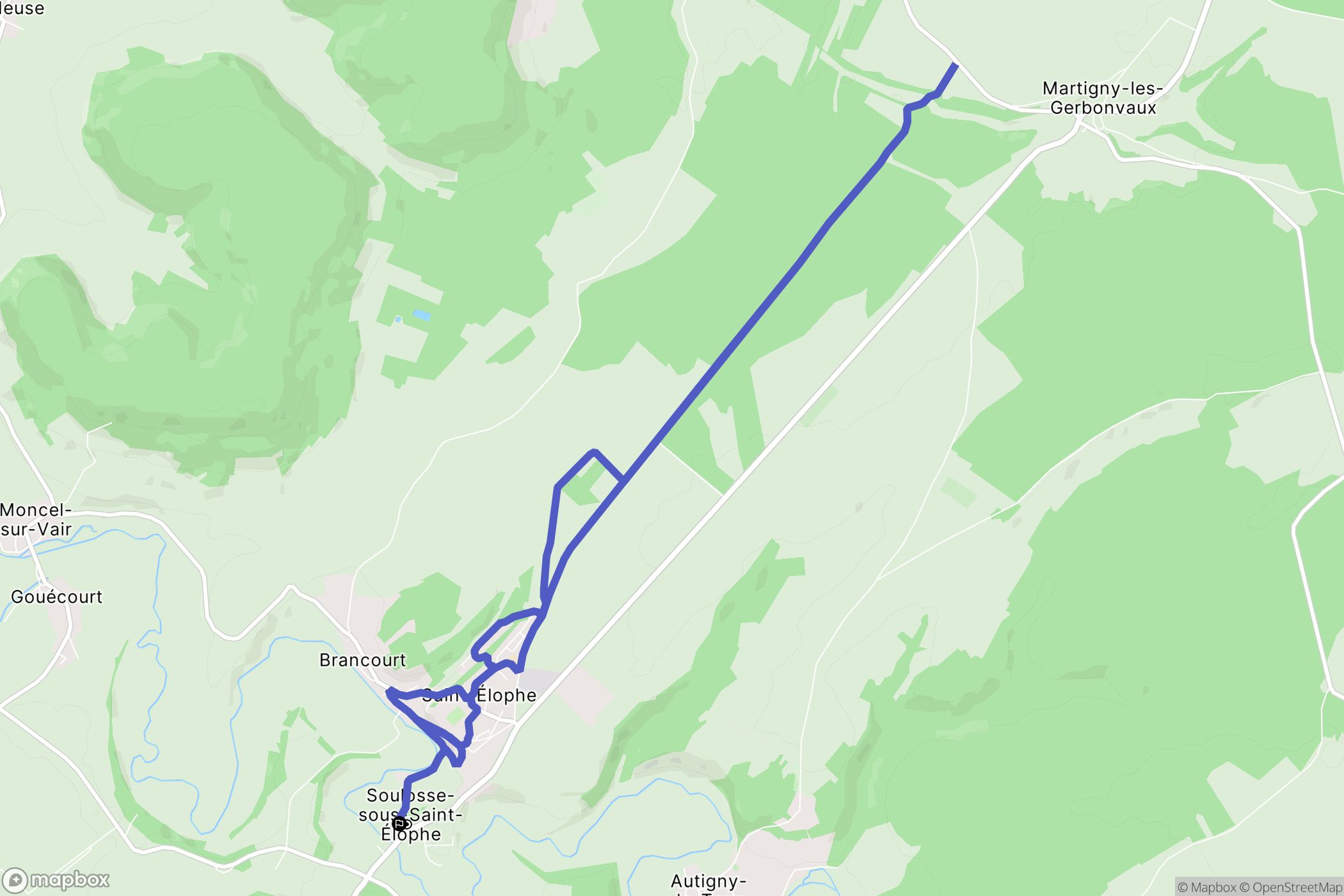 Soulosse-sous-Saint-Élophe : carte du parcours de randonnée - France