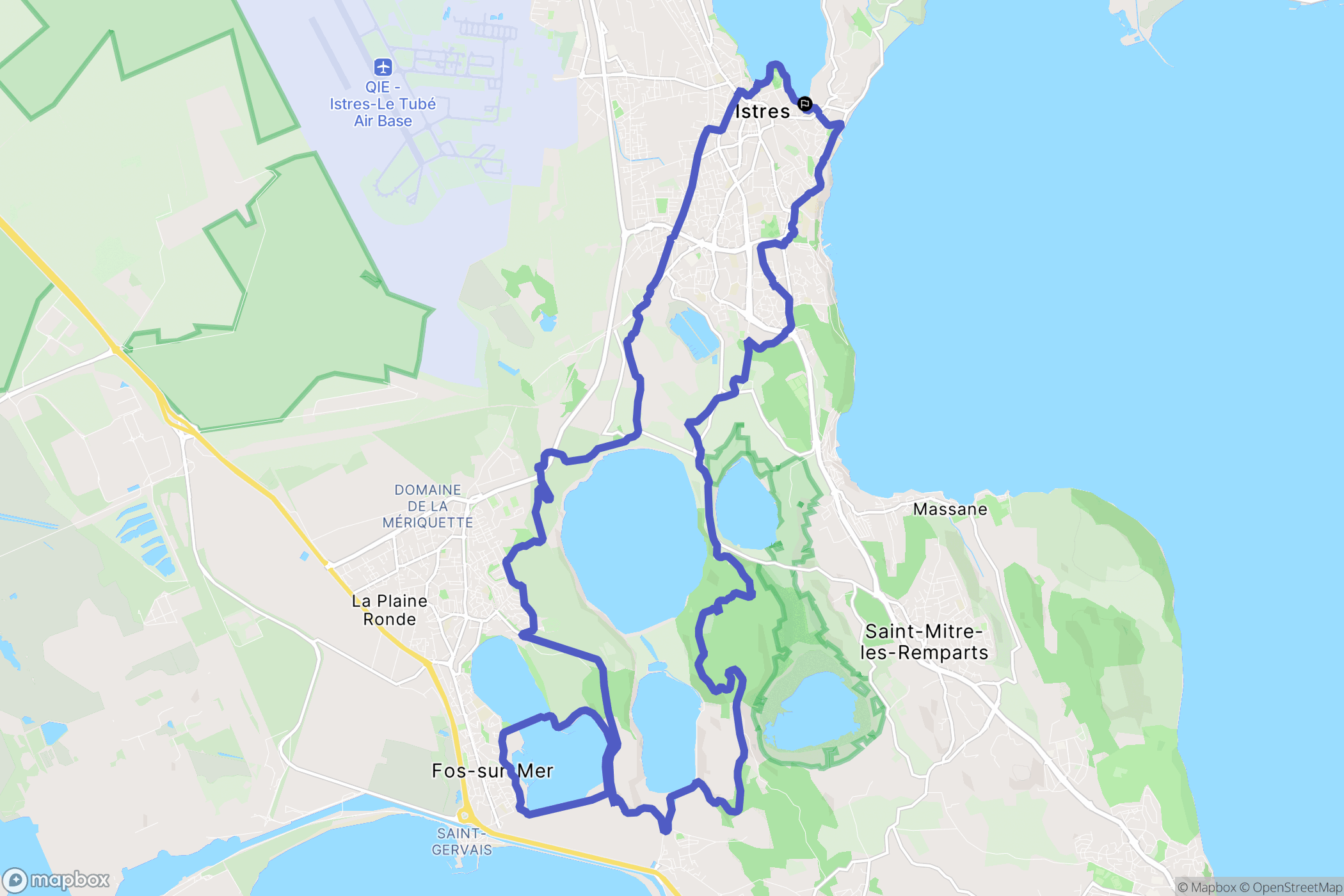 Istres : carte du parcours de randonnée - France