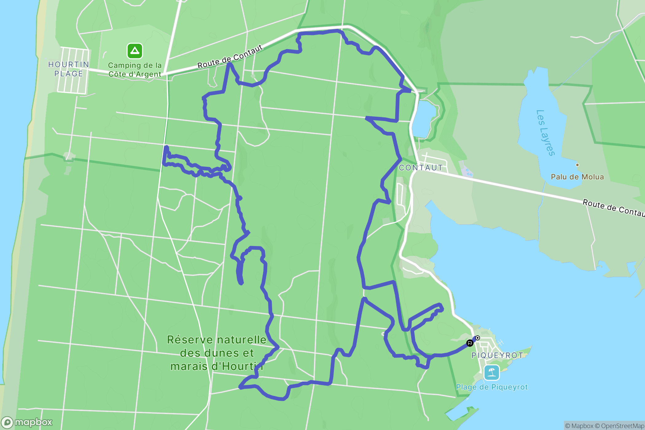 Hourtin : carte du parcours de randonnée - France